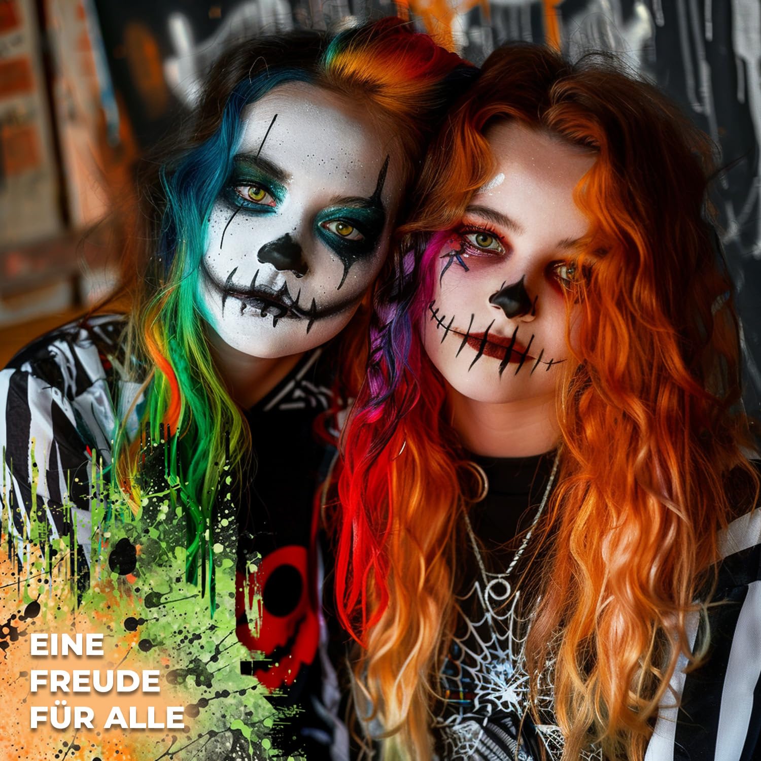 Festicy Kolorowe kredy do włosów na Halloween 2025 I 6 kolorów: czarny, biały, czerwony, zielony, pomarańczowy, szary zestaw grzebieni I kostium na Halloween dla dziewczynki, kobiety, horror
