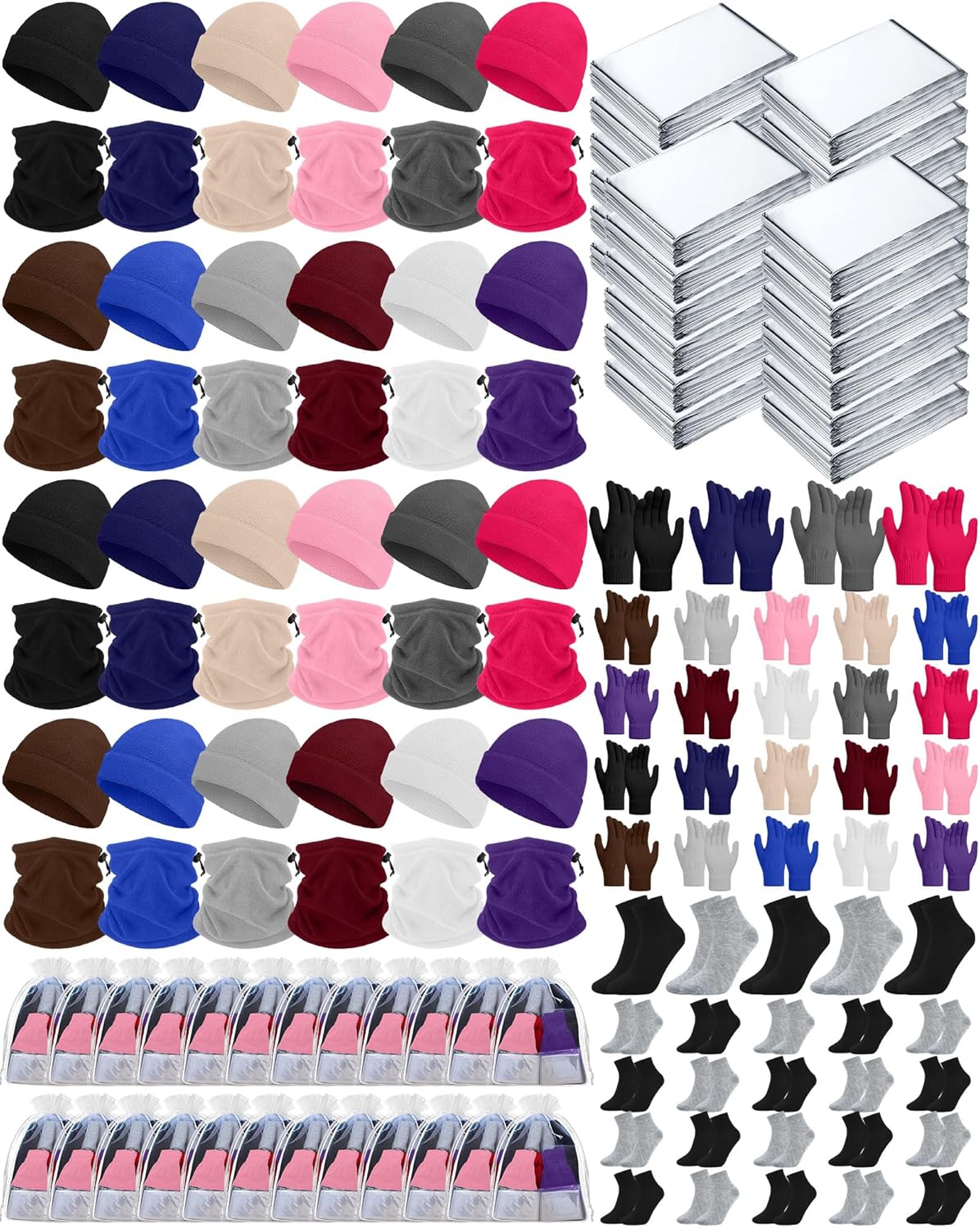 144 Pcs Winter Care Kits: Emergency Blankets, Beanies, Gloves & More 144 Pcs Winter Care Kits: Emergency Blankets, Beanies, Gloves & More