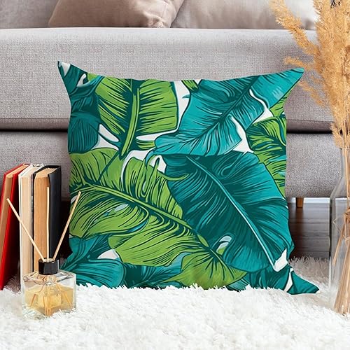 Miniatura 4 de ArogGeld Funda de almohada decorativa con hojas tropicales de color azul turquesa, verde lima, hojas de palma, estilo chinoiserie, para sofá, 16 x