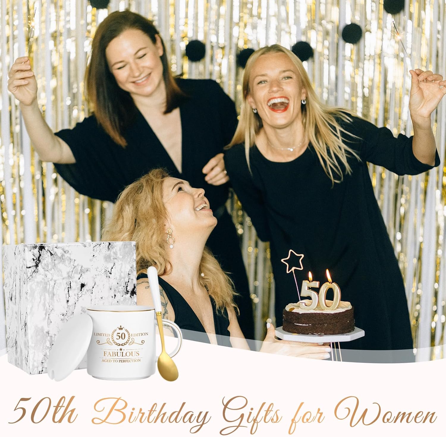 Cabtnca 50th Birthday Mug, 12Oz, White, Porcelain, Novelty Coffee Mug, Dishwasher Safe, Heat Resistant, Reusable, Birthday Occasion, Kitchen Use - Image 2