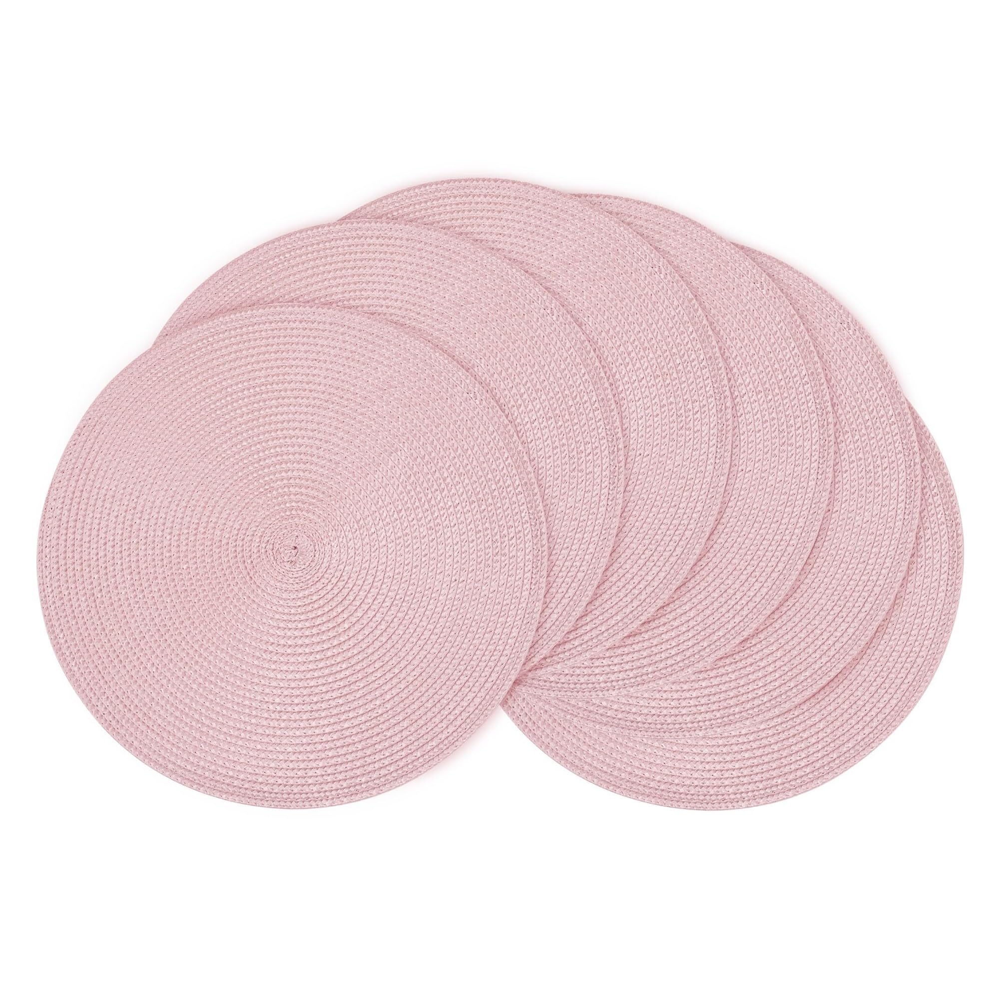 Luvafey One Color 6Pc Non-Slip Braided Woven Round Table Placemats