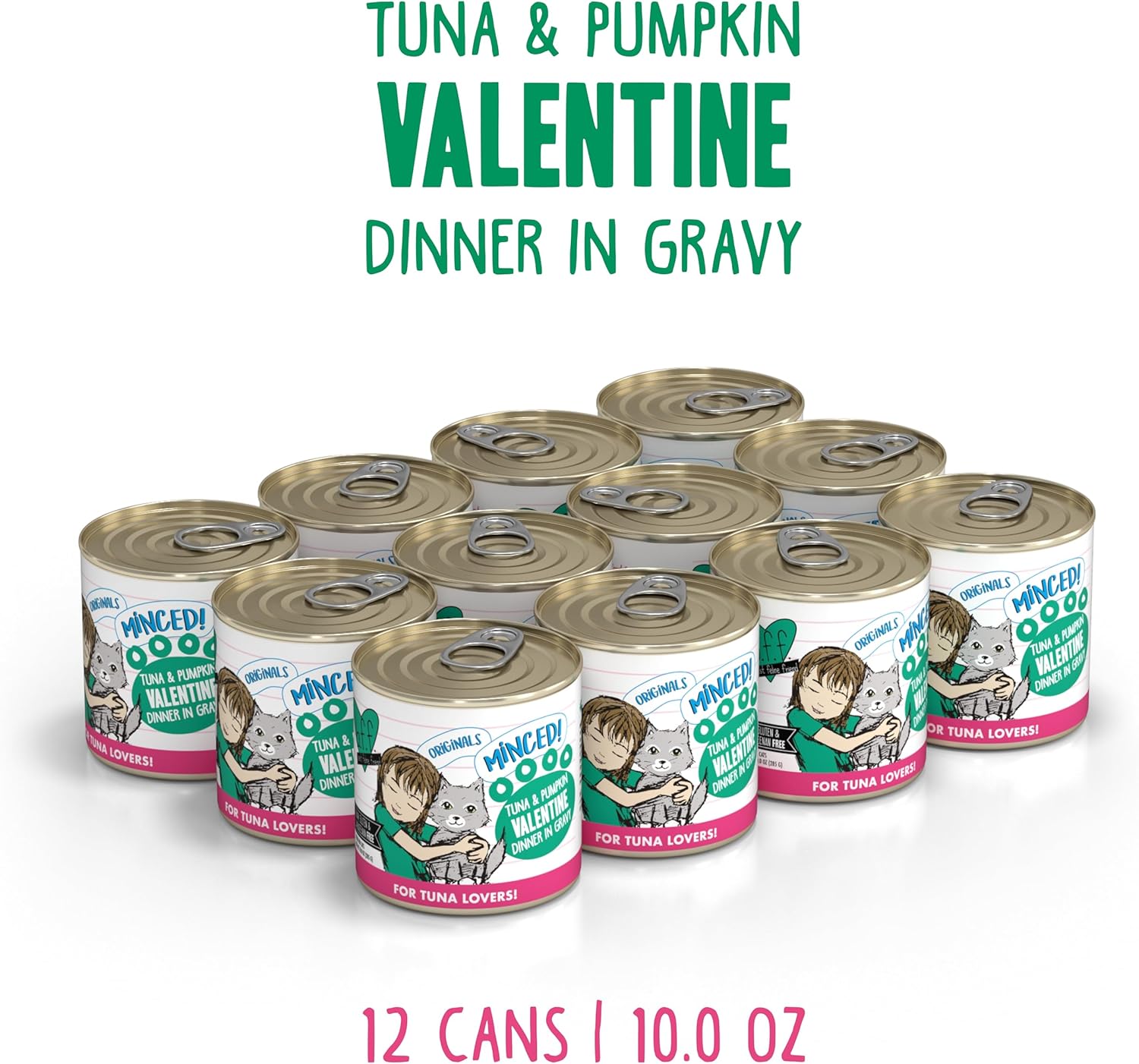 Weruva BFF Minced Natural Wet Cat Food, Tuna and Pumpkin Valentine in Gravy, 10oz Can, Pack of 12