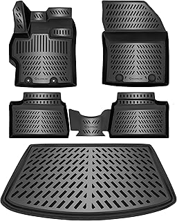 ELMASLINE Lot de tapis en caoutchouc 3D et bac de coffre pour Toyota Yaris 2020-2026 - Convient uniquement aux modèles hybrides