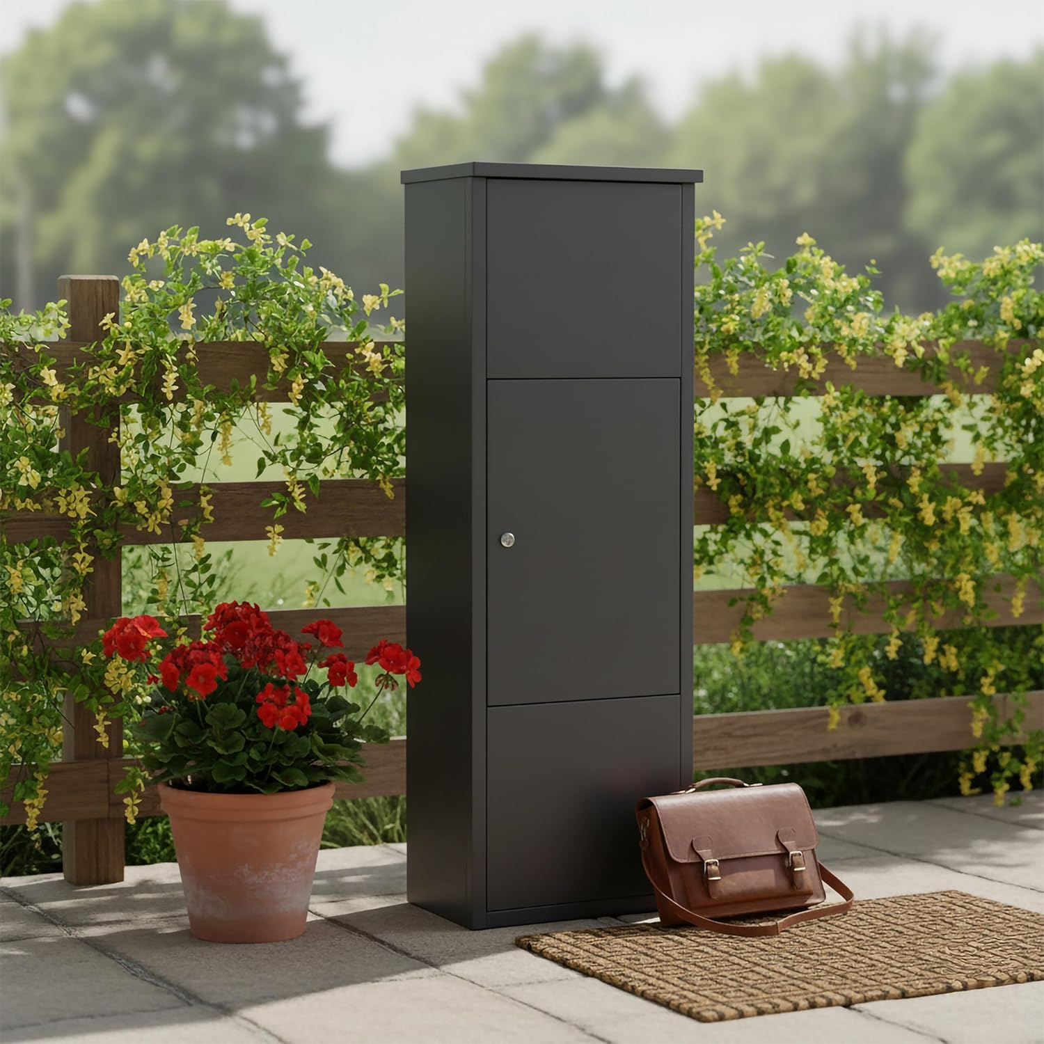 Relaxdays Parcel Box, Drop Slot, 4 Keys, HxWxD: 105 x 38 x 23 cm, Iron, freestanding Parcel Mailbox, Colour Choices