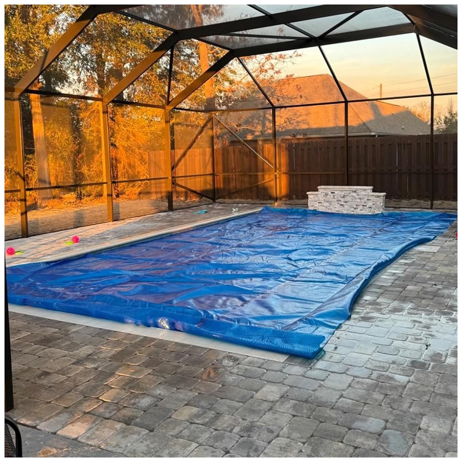 Cobertor Piscina Cubierta Funda Azul Estilo Burbujas Manta Solar Cubierta De Piscina, Manta Térmica Spa Cubierta Para Piscinas Enterradas / Elevadas, Bubble-Side Down, Rectángulo ( Color : Blue , Size