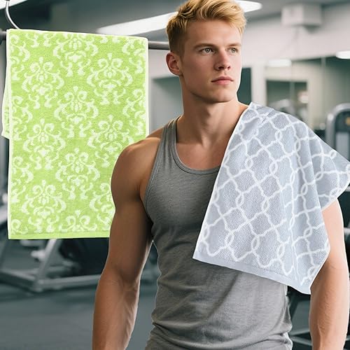 Toallas de entrenamiento para gimnasio (2 piezas, 14 x 31 pulgadas), 100% algodón, transpirable, suave y absorbente, toalla deportiva para yoga,