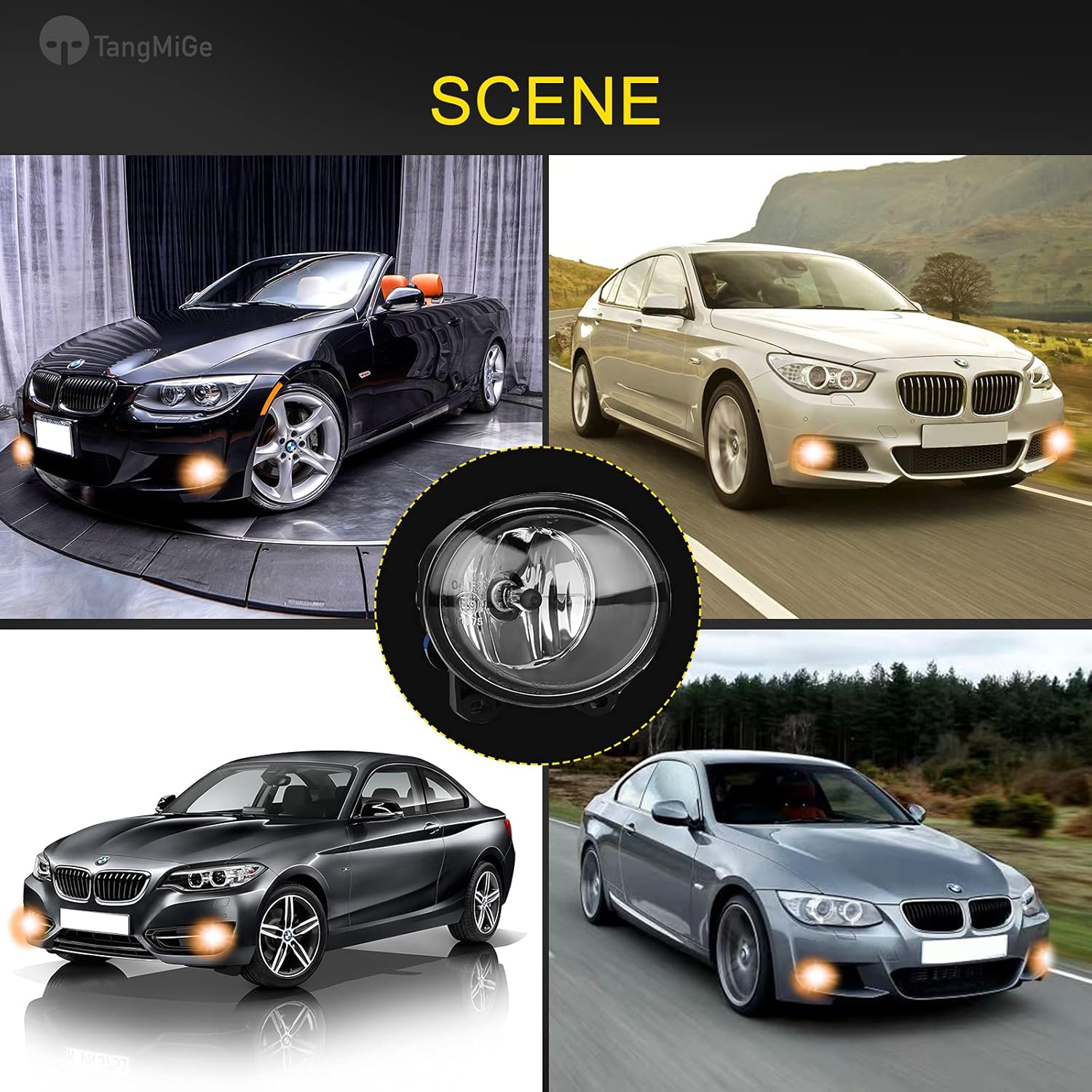 TangMiGe Fog Lights for BMW F22 F23 (228i 230i), E92 E93 (328i 328xi 335i 335is 335xi), F07 (528i 535i 550i GT), ACTIVEHYBRID 5, M235i, M3 M5, 2007-2020, All for M Package Bumper, 1 Pair, Clear Lens