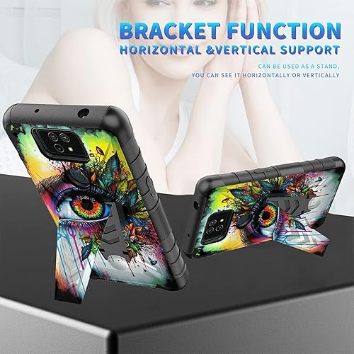 Miniatura 98 de AT&T Calypso 2 (U319AA) Funda con protector de pantalla de vidrio templado resistente con función atril integrado para debut de críquet, ciervo