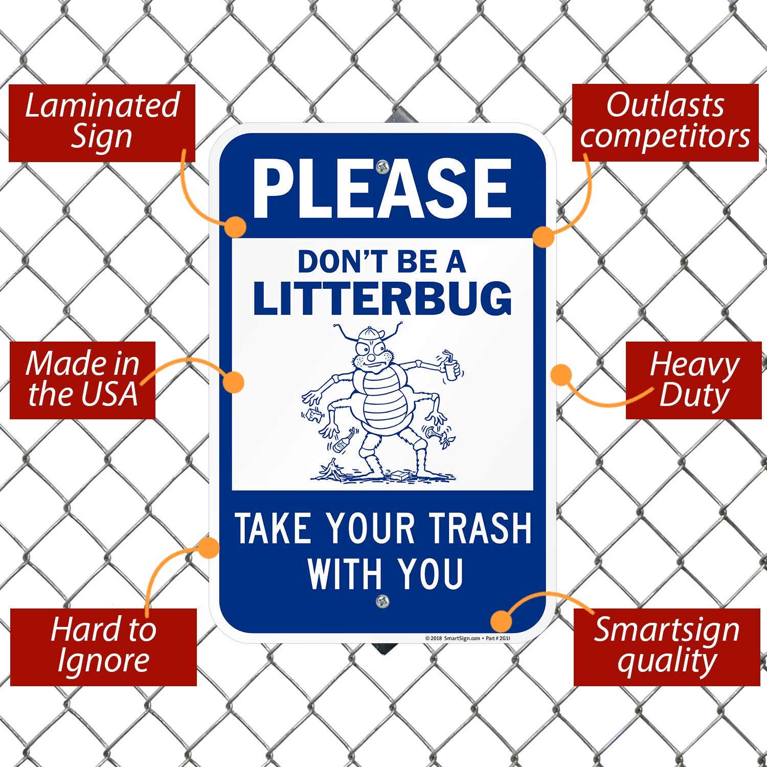 Amazon Crazy 🔥 Deals SmartSign - K-7847-AL-12x18 Please Don't Be A Litterbug - Take Trash with You Sign | 12 x 18 Aluminum