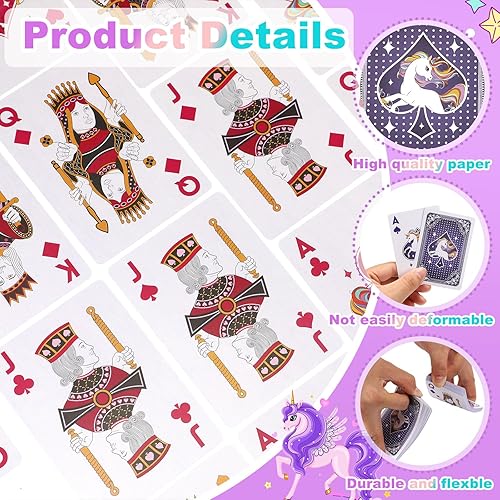 Miniatura 3 de Zubebe Paquete de 12 cartas de unicornio a granel de cartas índice estándar de tamaño de póquer, barajas de cartas estándar para actividades de