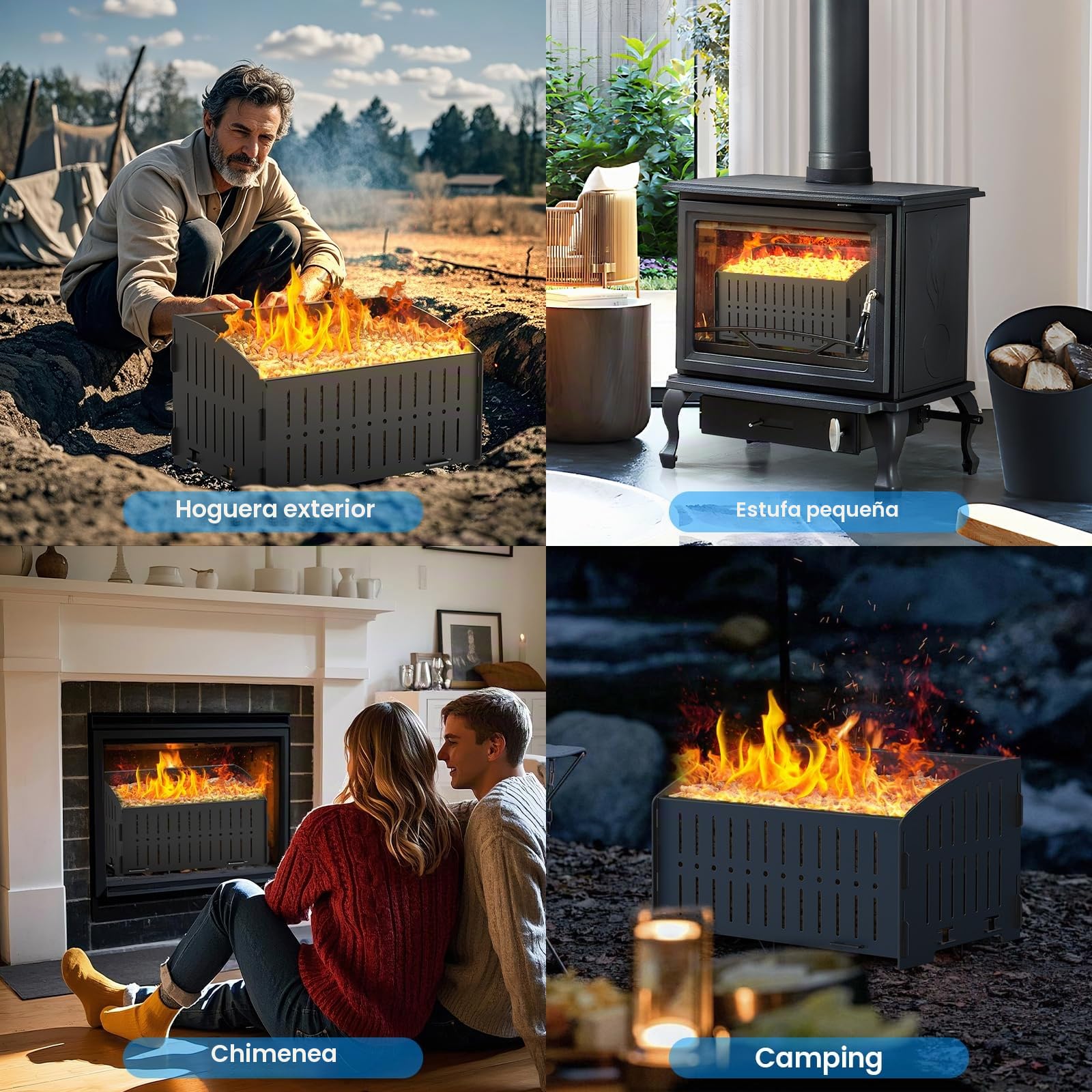johgee Cesta para pellets, Cesta portátil para pellets para chimeneas y Estufas, 29 × 20 × 17 cm, 3 kg, Estufa de Camping de Emergencia