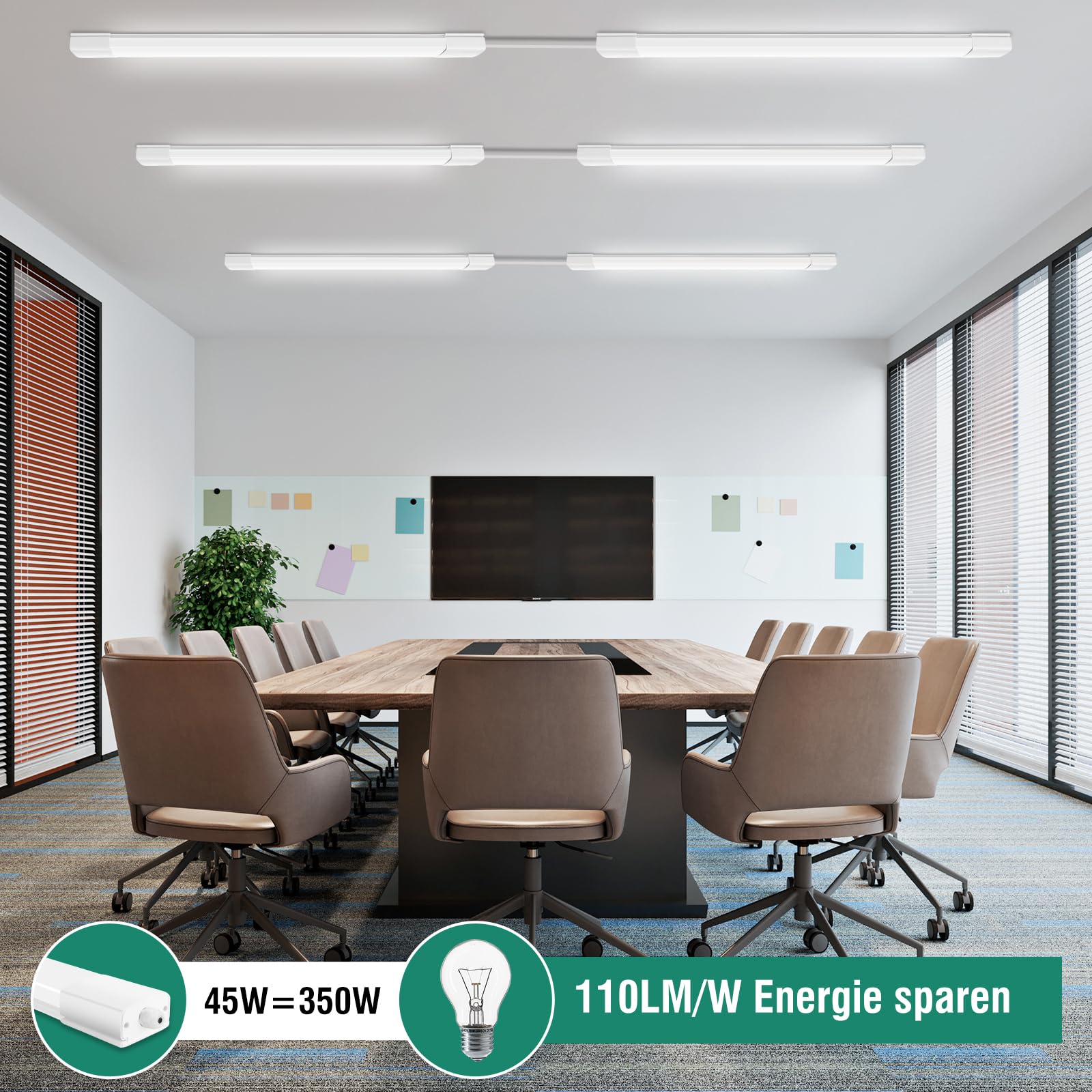 Neon Led 120CM, 36W 3960LM Plafoniera IP65 Impermeabile, Lampada da Soffitto 4000K, Tubo LED per Cucina Officina Ufficio Bagno Seminterrato Magazzino