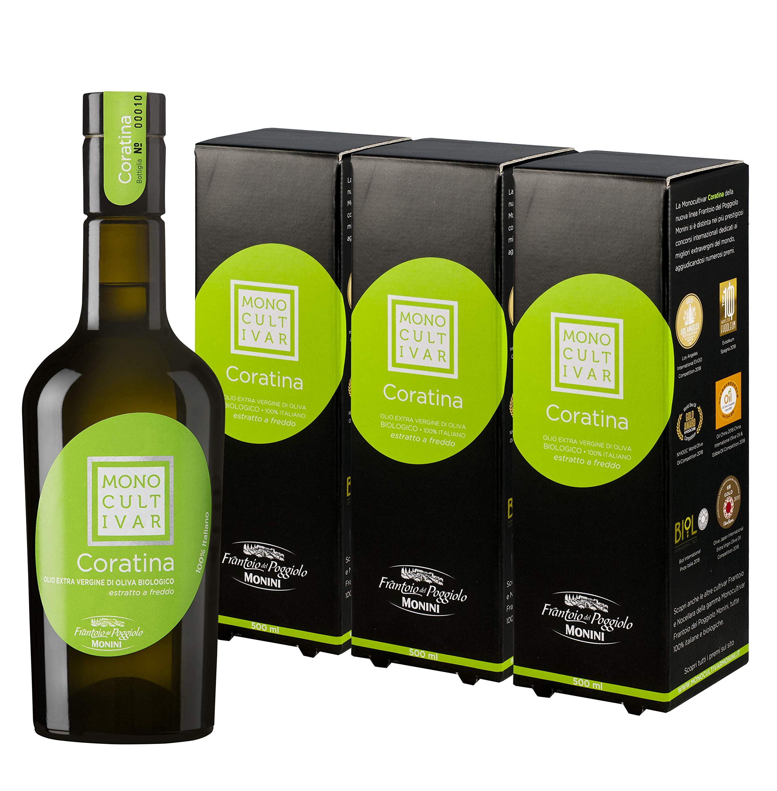 Monini Olio Extra Vergine Bio Monocultivar Nocellara 100% Italiano, 1 x 500 ml - 2