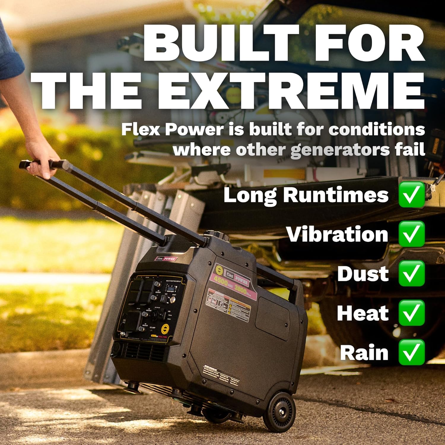 RVMP Flex Power 4500W Dual Fuel Portable Inverter Generator – Electric Start, 30 Amp RV Ready