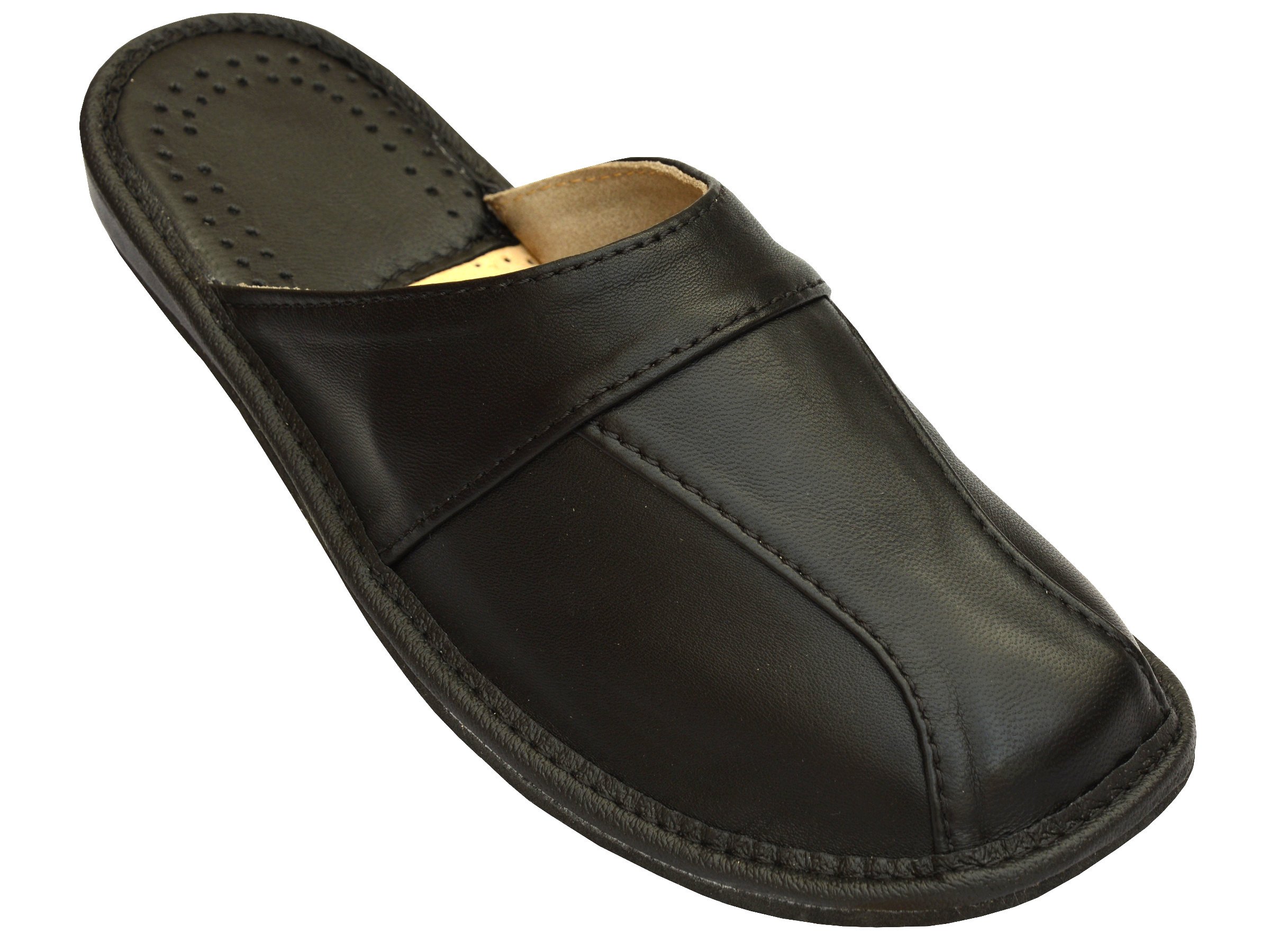 Janex Mens Slippers | Finest Leather 28 (8 UK) Black