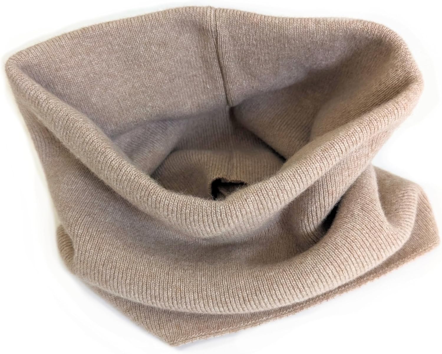 Frost Double Layer Merino Wool and Cashmere Neck Warmer, Stretchy Knitted Snood