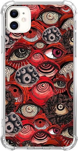 Funda psicodélica para teléfono compatible con iPhone 11, diseño de ojos asustados para hombres, niñas, mujeres, niños, a prueba de golpes, funda
