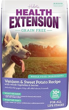 Health Extension Grain Free Venison & Sweet Potato Dry Dog Food - 30+ Superfoods and Probiotics for All Life Stages (23.5 lb)