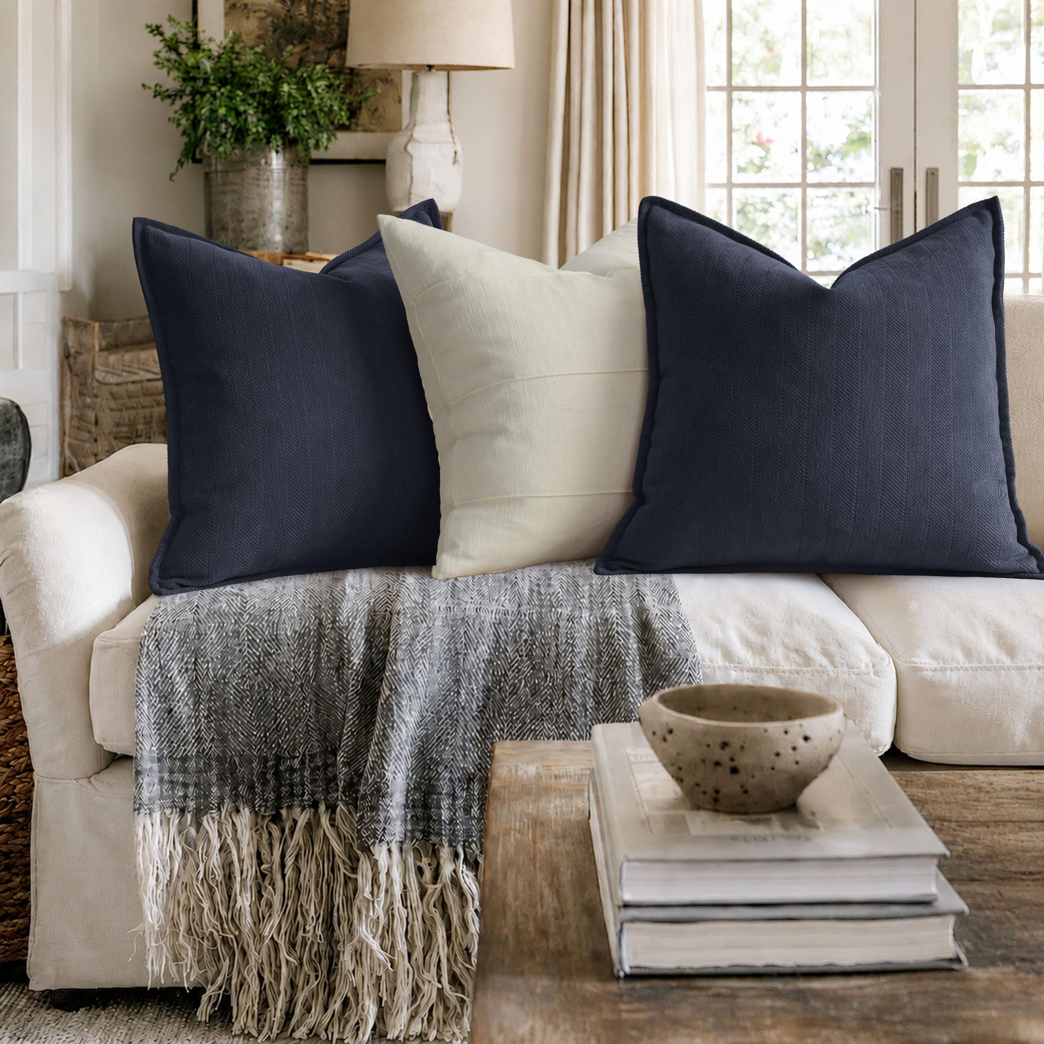 Amazon.com: ZWJD Navy Pillow Covers 26x26 Set of 2 Chenille Throw