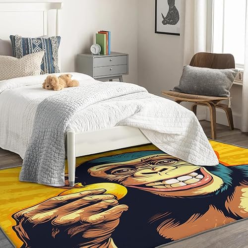 Miniatura 2 de Alfombra de mono y decoración del hogar, alfombra de 2 x 3 pies, alfombras de orangután para entrada, sala de estar, dormitorio, alfombra divertida,