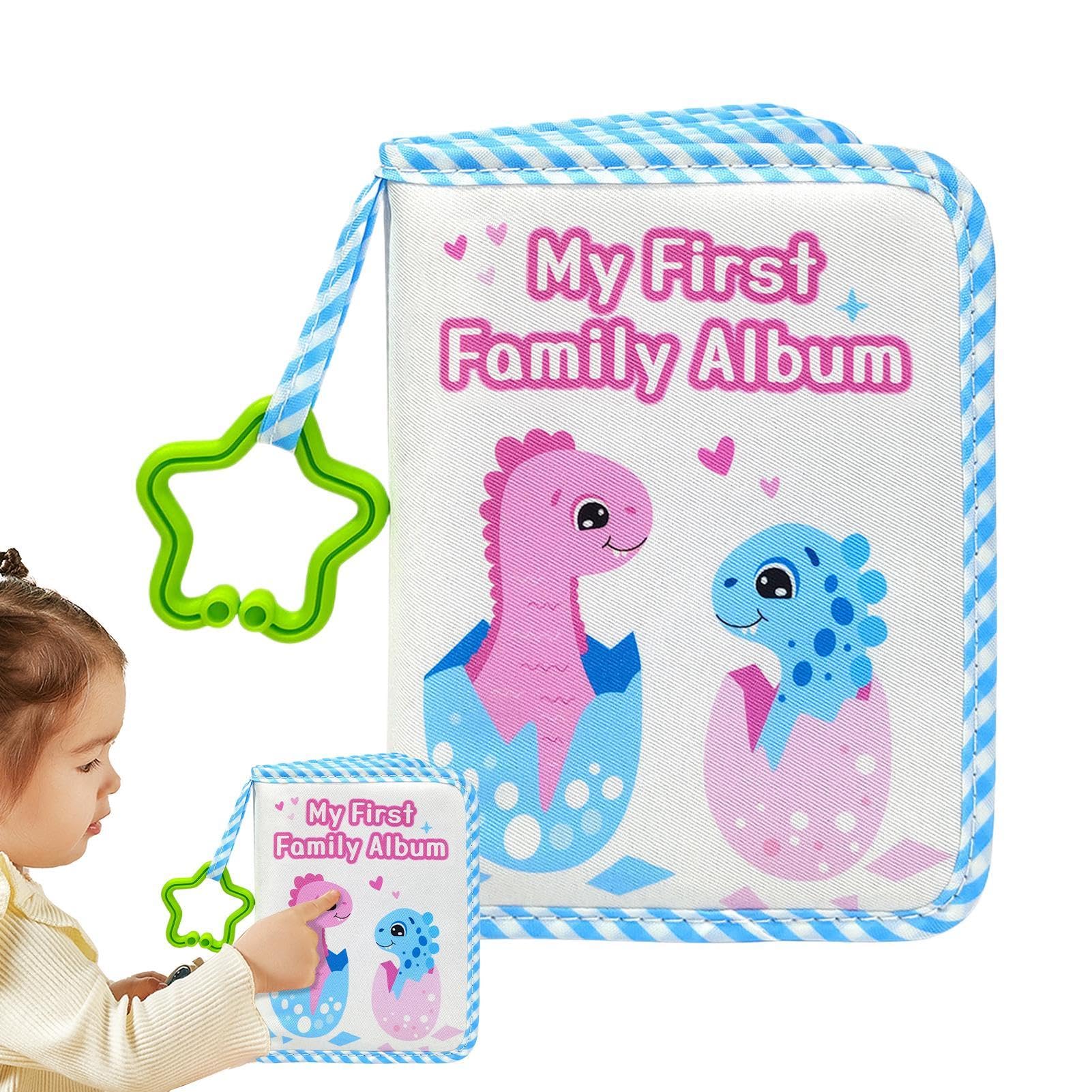 Derwrtup Baby Photo Book | Animal Pattern Baby Cloth Album with Star Hook - Holds 17 Photos, Keepsake Record Book for Kids, Family Baby Photo Albums