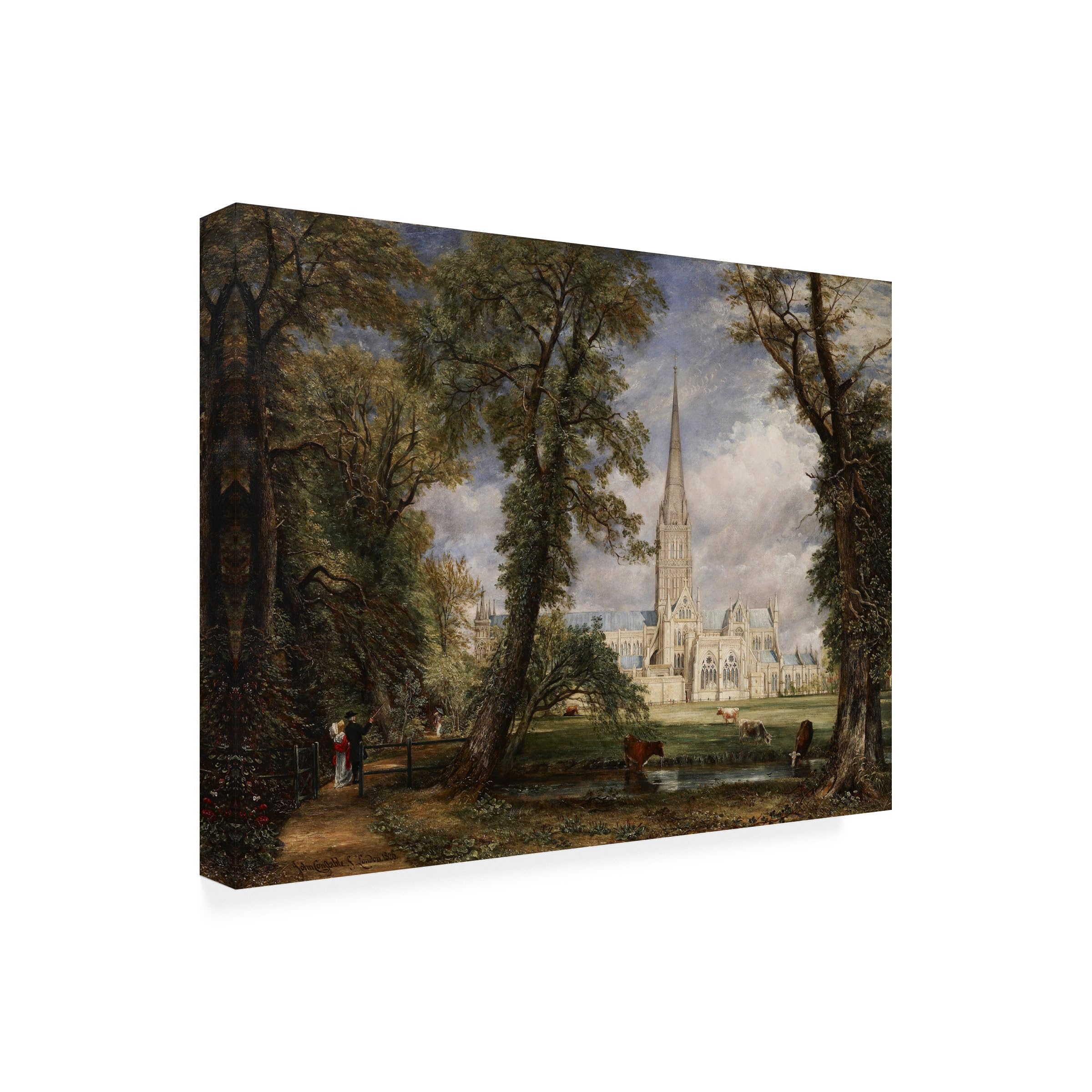 Wrapped Canvas Wall Art - John Constable Salisbury Cathedral Wall Art for Living Room Bedroom or Office D