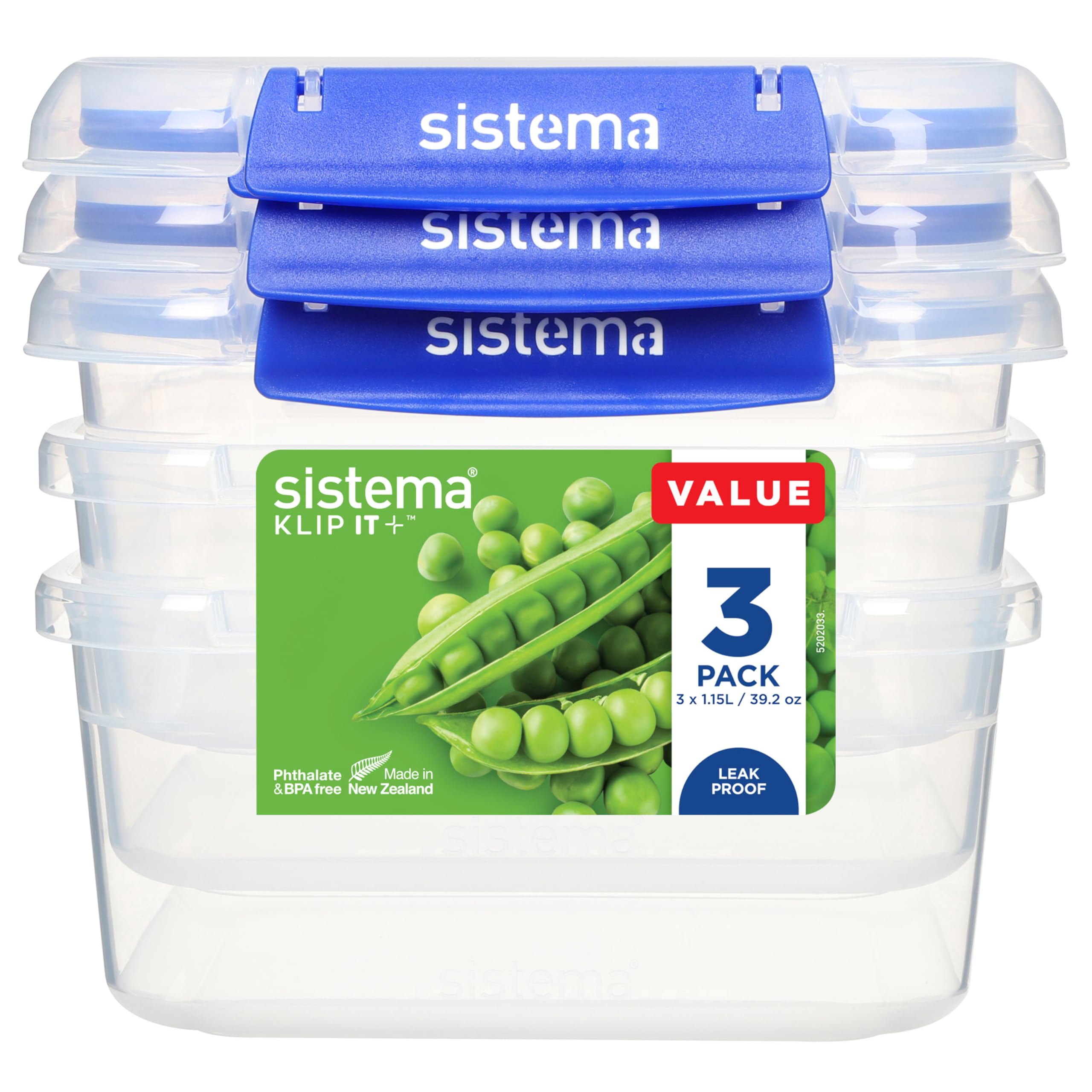Sistema Food Storage Containers, 1.15L 3 Pack