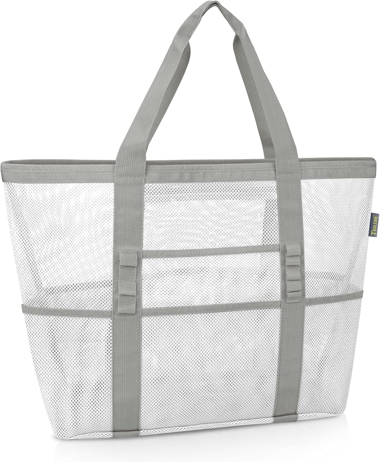 BALEINE Large Beach Bag Pool Bags, Mesh Beach Tote for Toys, Towel, flip flops, White