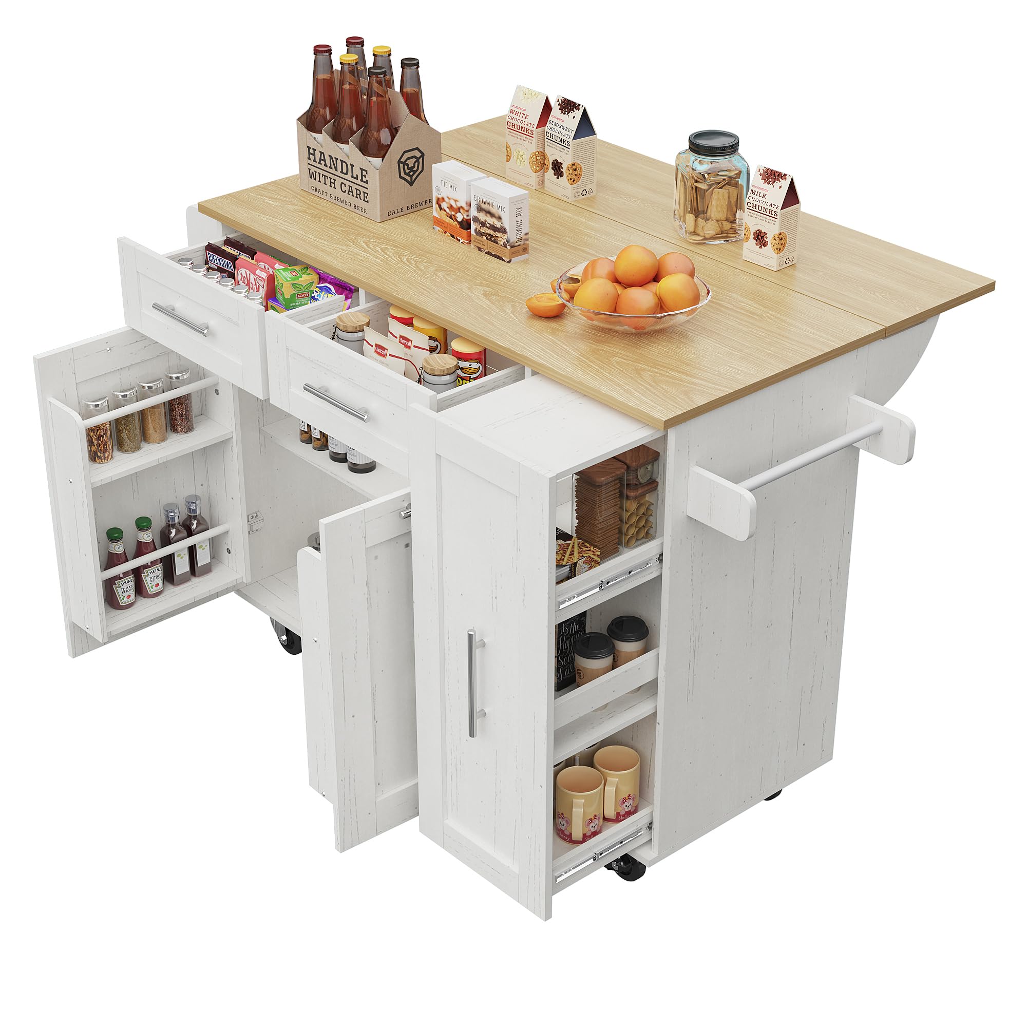 Moderna isola da cucina, armadio da cucina, armadio a buffet, carrello da pranzo con venature del legno, tavolo da pranzo multifunzionale con spazio di archiviazione, carrello da pranzo con