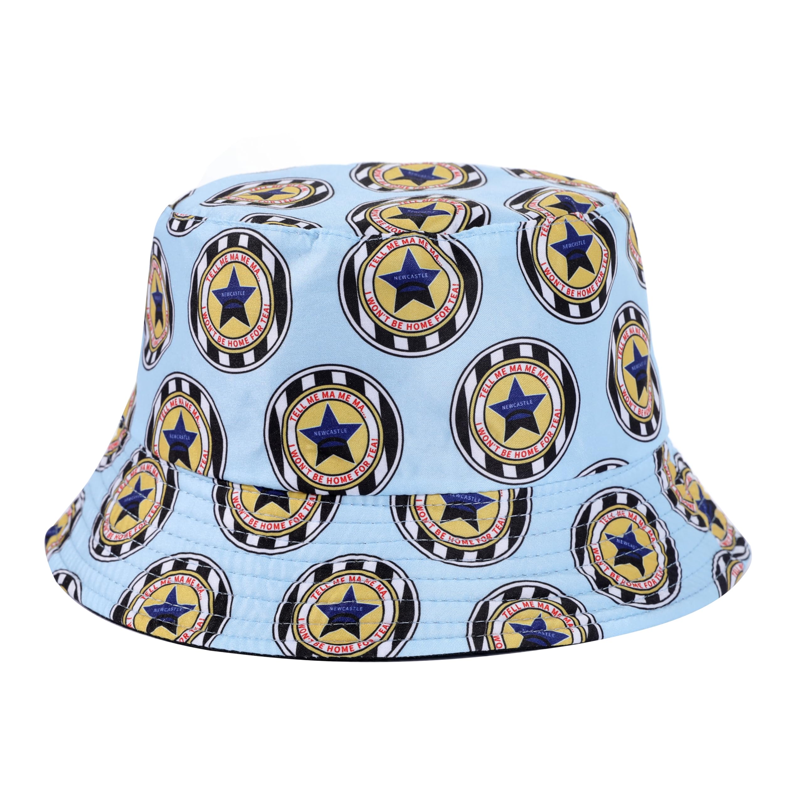 Beyond Happy Unisex Reversible Newcastle Geordie Bucket Hat - Traditional Black & White Toon Sun & Rave Bucket Hat (Unisex) (Cotton, )