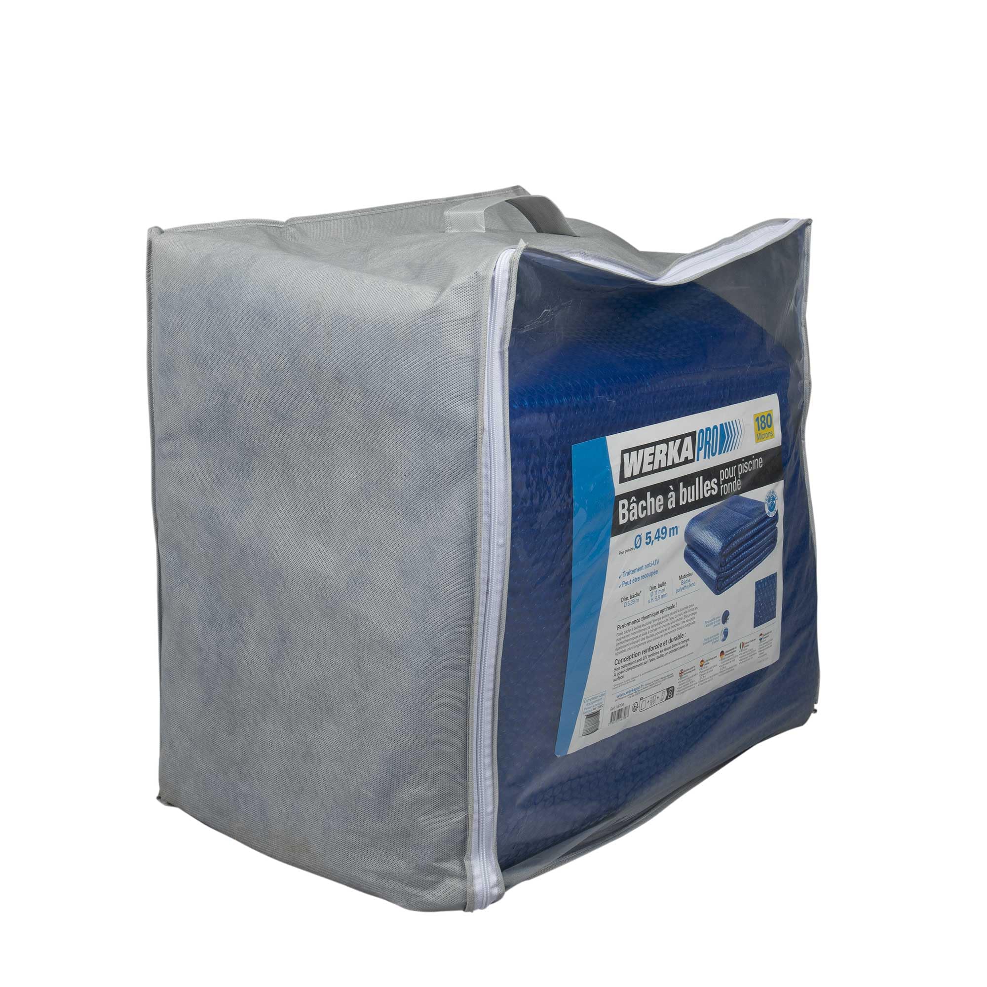 WERKA PRO Bâche à Bulles Ronde Polyéthylène 180 Microns - Traitement Anti-UV - Ø 3,56 m pour Bassin Ø 3,66 m - Bleu - Chauffage Solaire Économique Eau Piscine