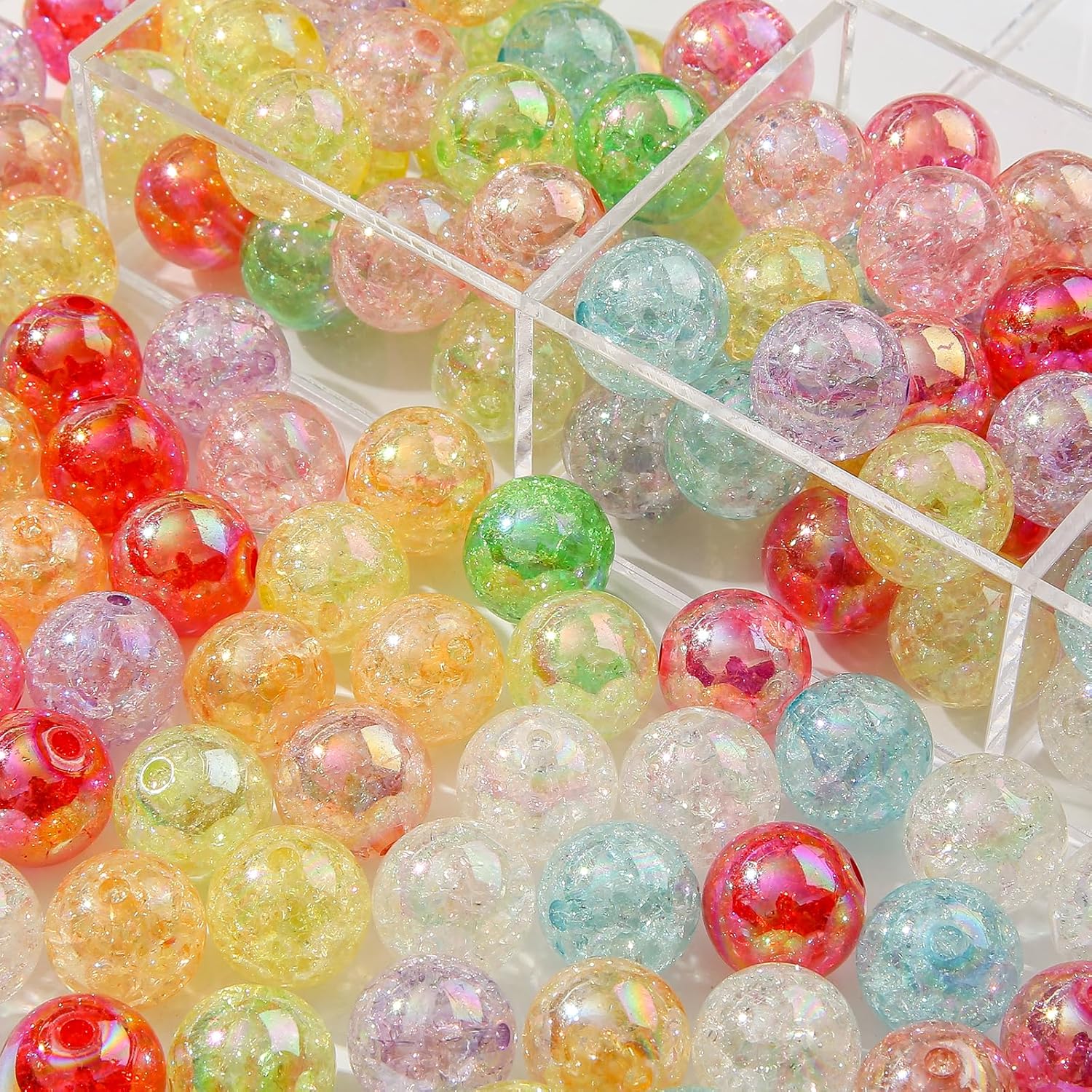 16mm Acrylic Beads 150pcs Crack Beads Candy Color Round Faceted Bead DIY Beading Hairband Bracelets for Pen Bag Chain Jewelry Making(ab Crack) - Image 3