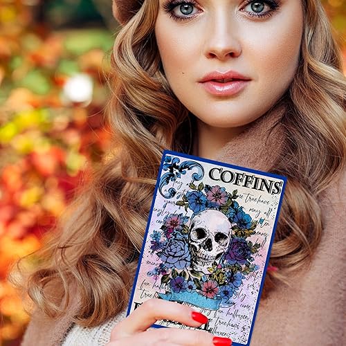 Miniatura 7 de INFUNLY Sellos Transparentes de Fondo de Esqueleto para Hacer Tarjetas, Conjuntos de Sellos y Troqueles de Halloween, Calavera, Flores, Hojas