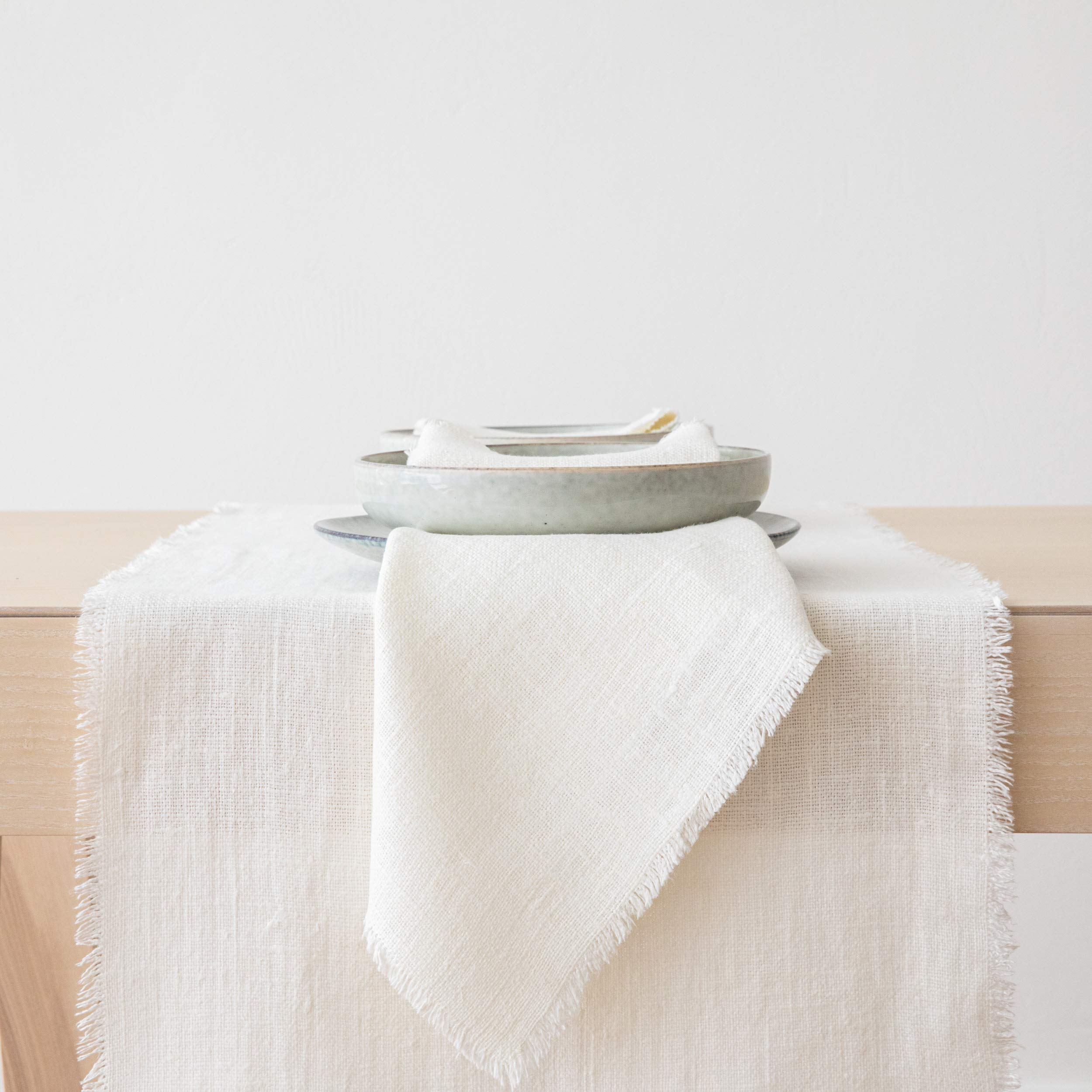 Linenme Chemin de Table, Collection Rustic, 45x183cm, Blanc cassé