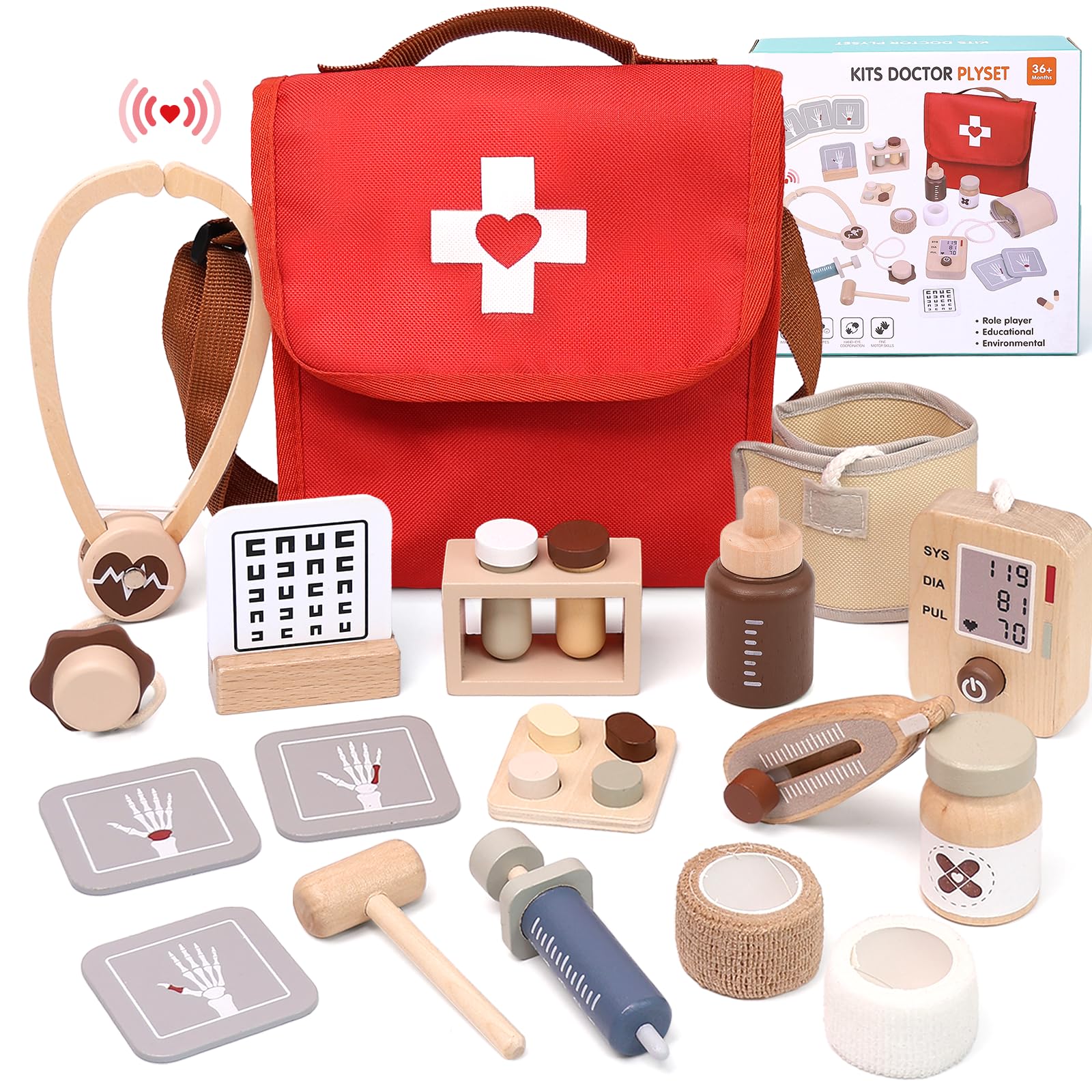 Masonbaby Doctors Set for Kids, Pretend Play Toy Doctor Play Set with Medical Storage Bag, Role Play Educational Children Toys Medical Kit Toys Gifts for 3 4 5 6 Year Old Girls Boys