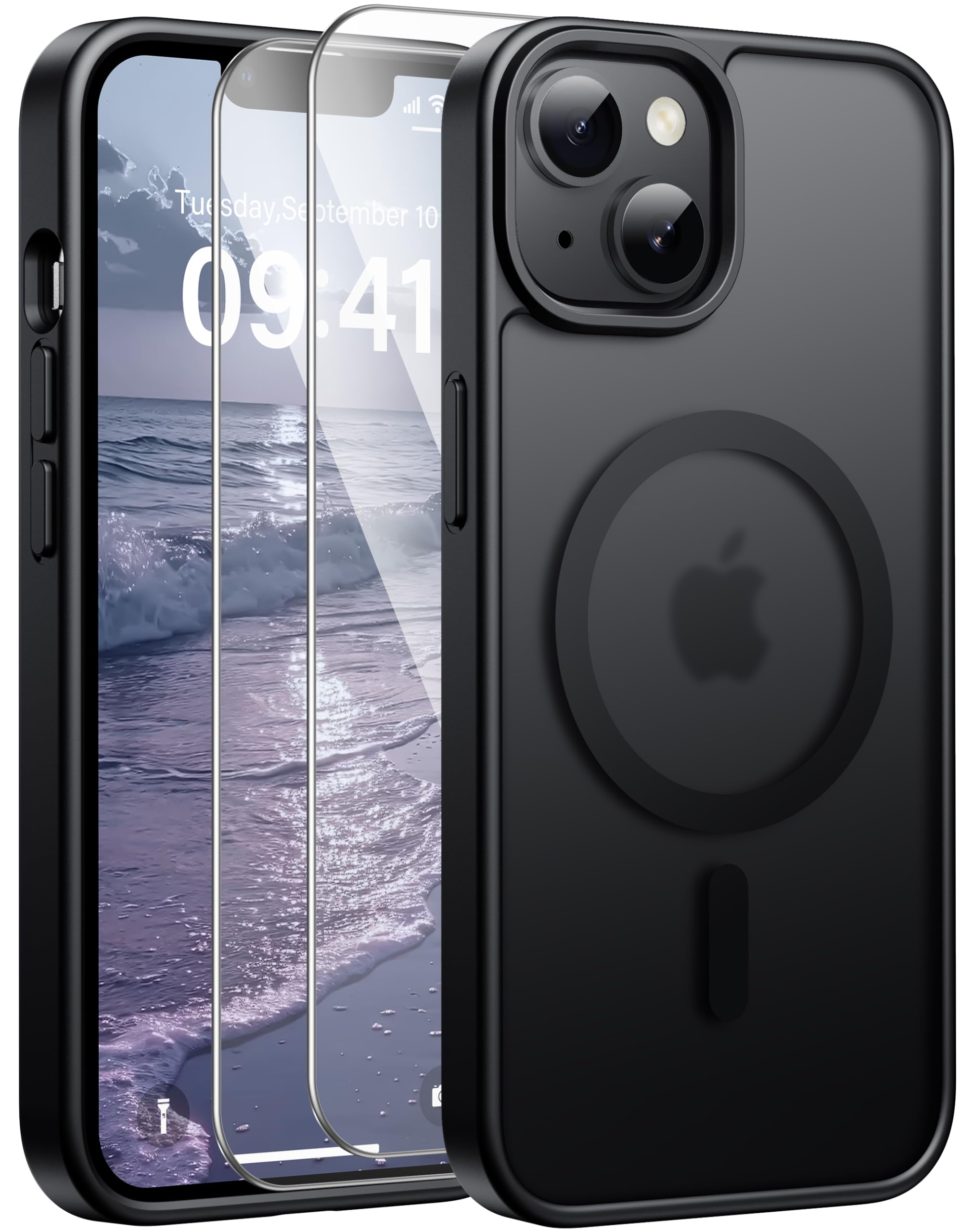 Opkiegrn für Samsung Galaxy S25 5G Hülle, Kompatibel mit MagSafe mit 2 Stück Panzer Schutz Glas Folie, KameraSchutz Folie Stoßfest Kratzfest Transluzente Matt Handyhülle für Samsung S25, Grau