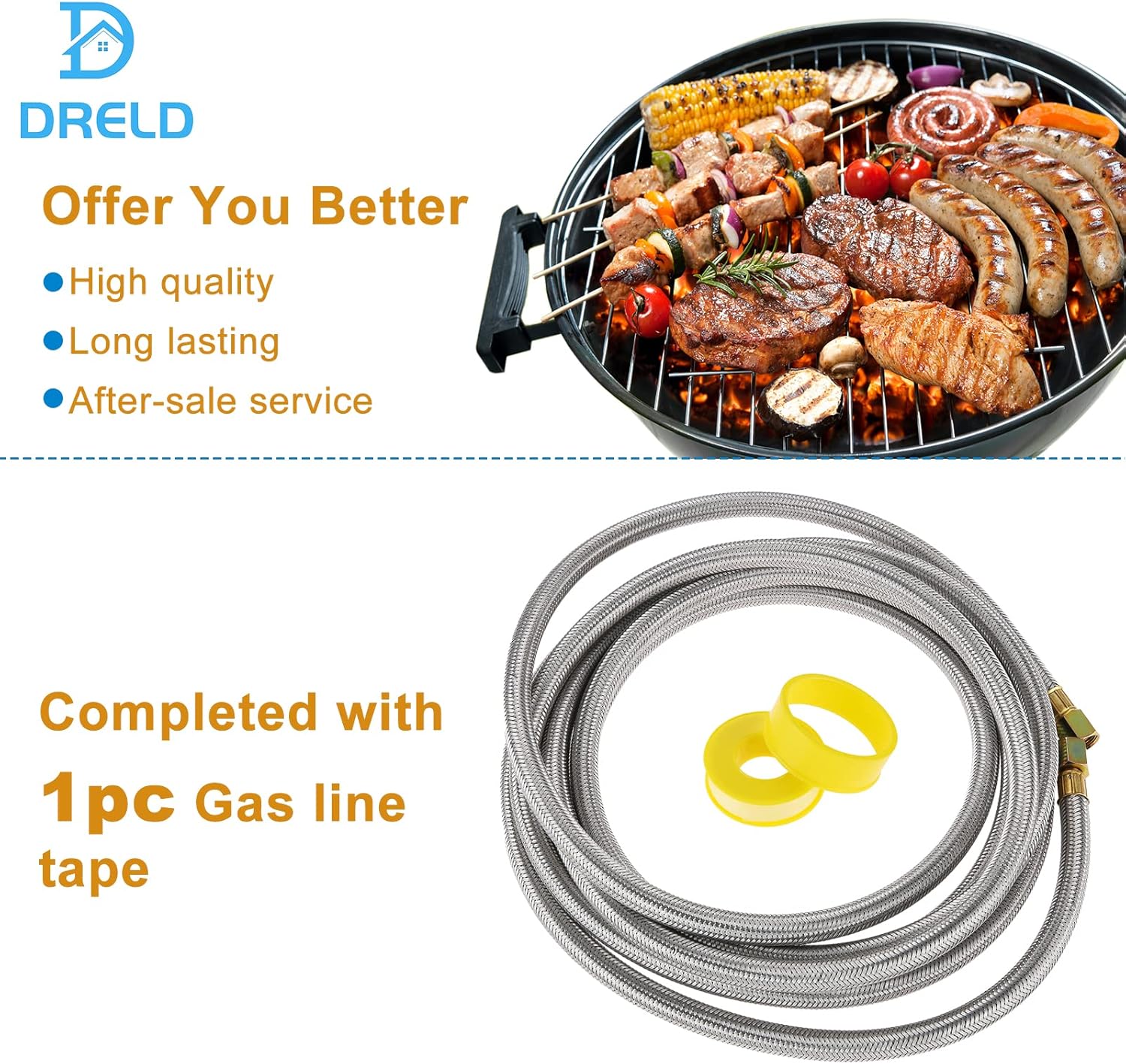Propane Stainless Extension Hose, 16 Feet Stainless Braided Propane Gas Line Pipe with 3/8" Female Flare on Both Ends for RV, Gas Grill, Fire Pit, Heater, BBQ Grill