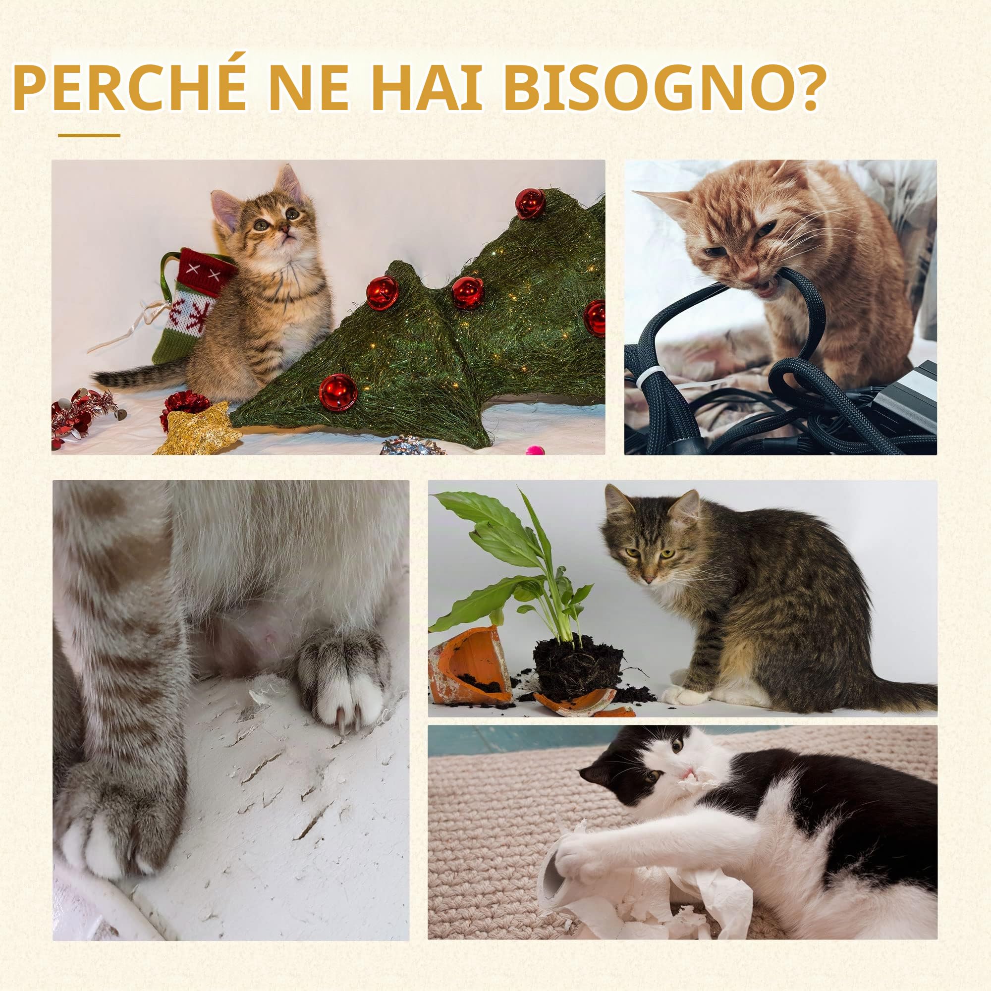 PawHut albero tiragraffi per gatti 130H cm albero da arrampicata con grotta per gatti palline gioco tronchi di iuta grande piattaforma in truciolato peluche kaki+beige