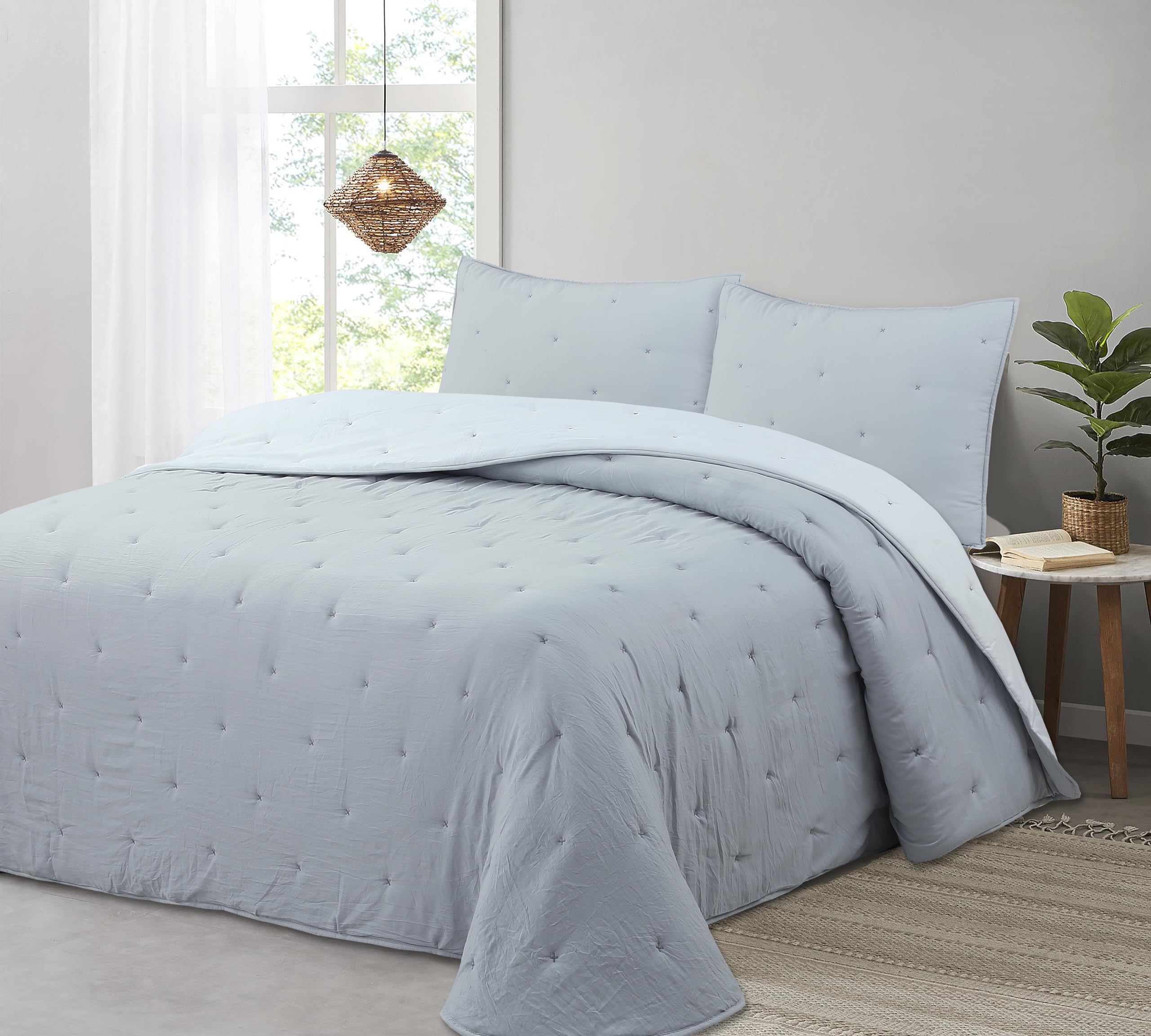 Liniva Home Reversible Microfibre Comforter, 100% Microfibre Extra Soft Touch Duvet – Zuri Model – Includes Cushion Cover (Grey, Bed 90 cm)