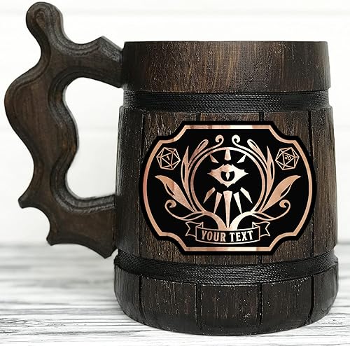 Miniatura 3 de Taza de cerveza de clase Warlock de 17 onzas, regalo de fiesta de mazmorras y dragones para amantes de dnd, taza de cerveza de madera personalizada