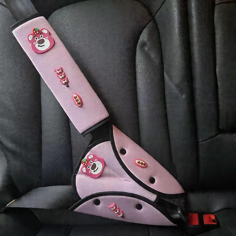 Almofadas de Conforto para Cinto de Segurança QPHYFXF Urso Rosa – Conjunto com 2