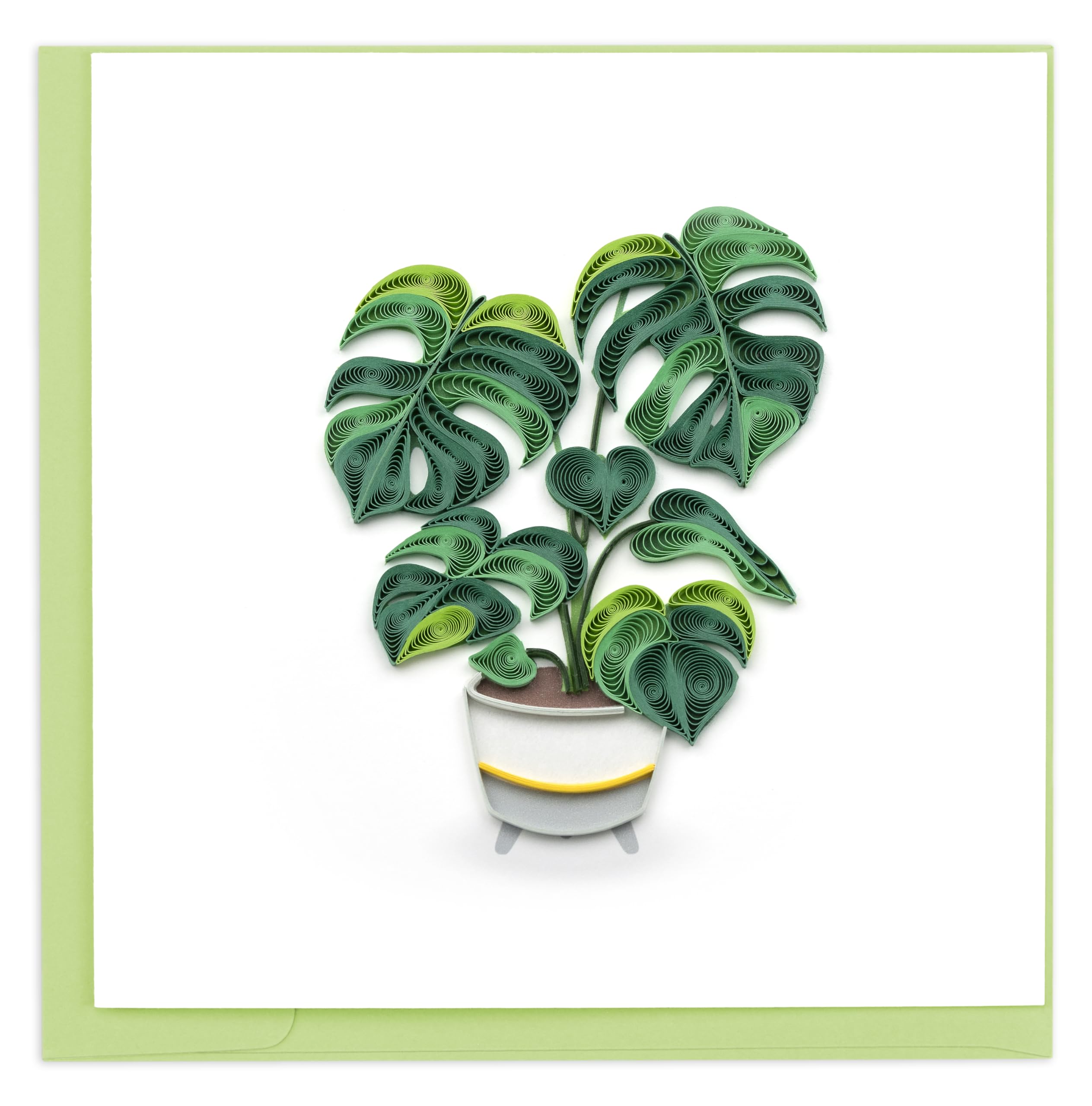 Quilling Green Monstera Pot Plant Lover Hand-Finished Art Greeting Card Frameable Art, Suitable for Framing in a Card Frame