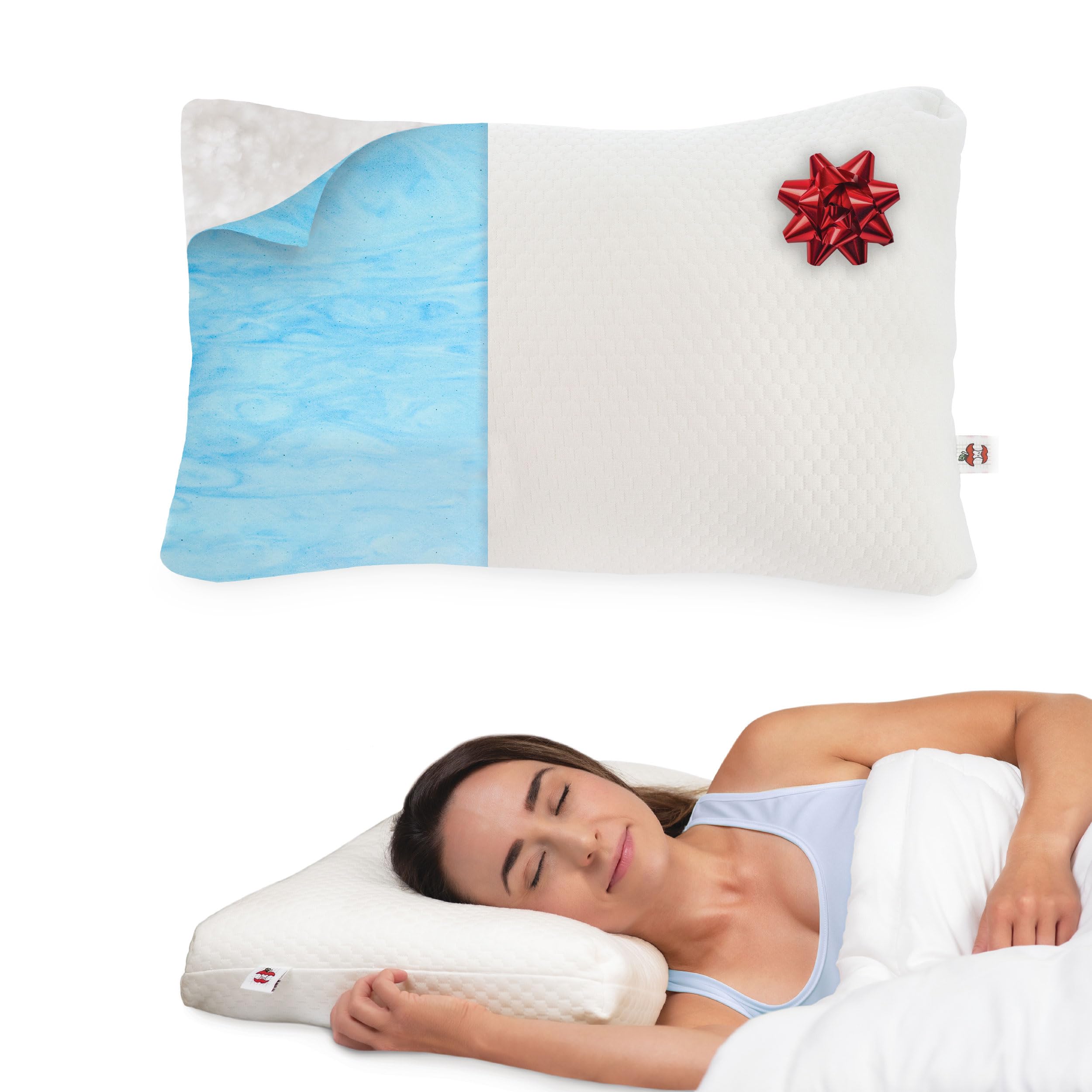 Core Products Adjustable Pillow - Customizable Loft with Alternative-Down Fill, Great Gift for Side, Back, or Stomach Sleeping; Cooling Gel Memory Foam Keeps You Cool and Comfortable - Standard Size