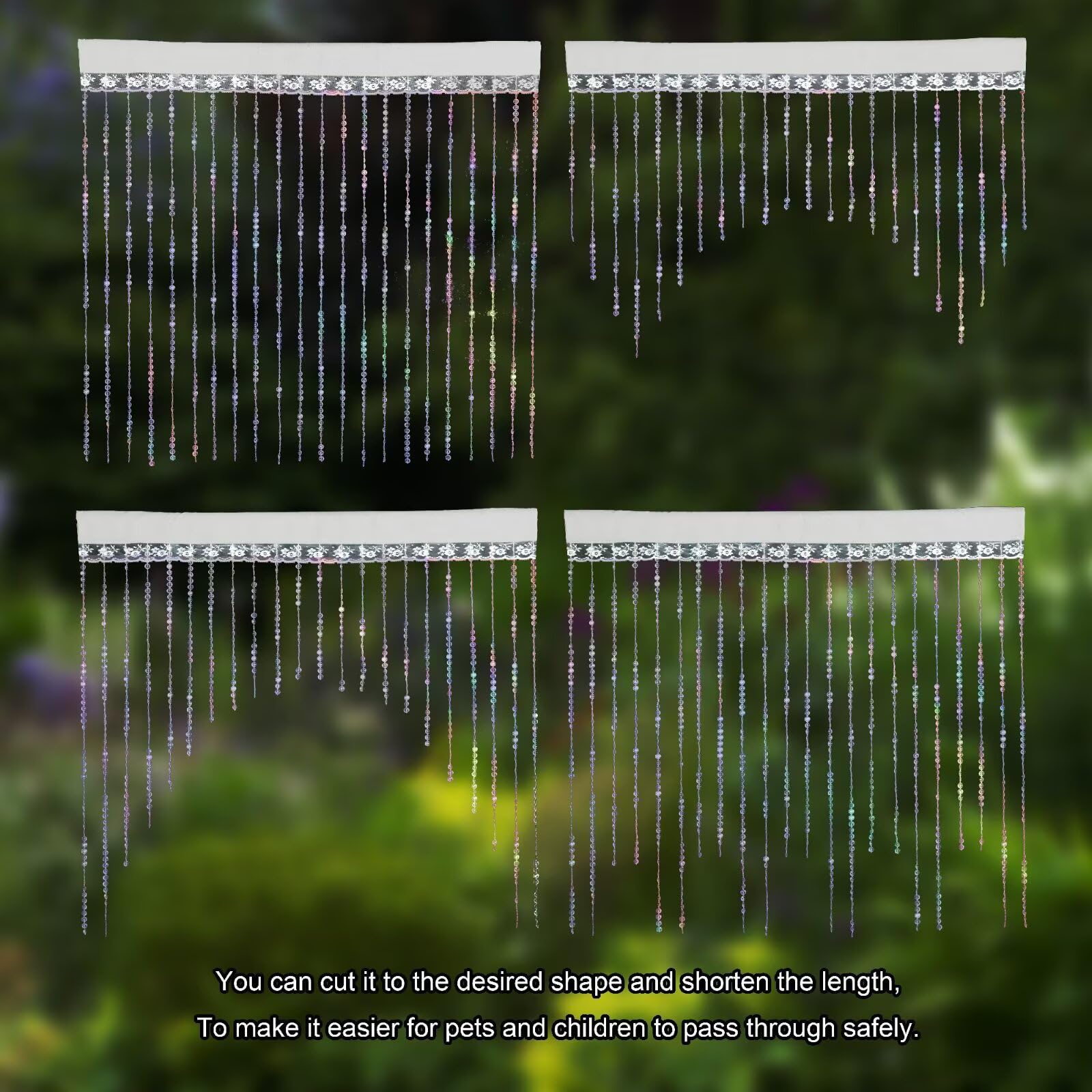 YaoYue Crystal Beaded Curtain Door Curtains Room Divider Hanging Diamond Acrylic Beads for Doorway Hippie Closet Bedroom Wall Window Backdrop Decor (35.5×79in/90×200cm, Crystal): Iridescent