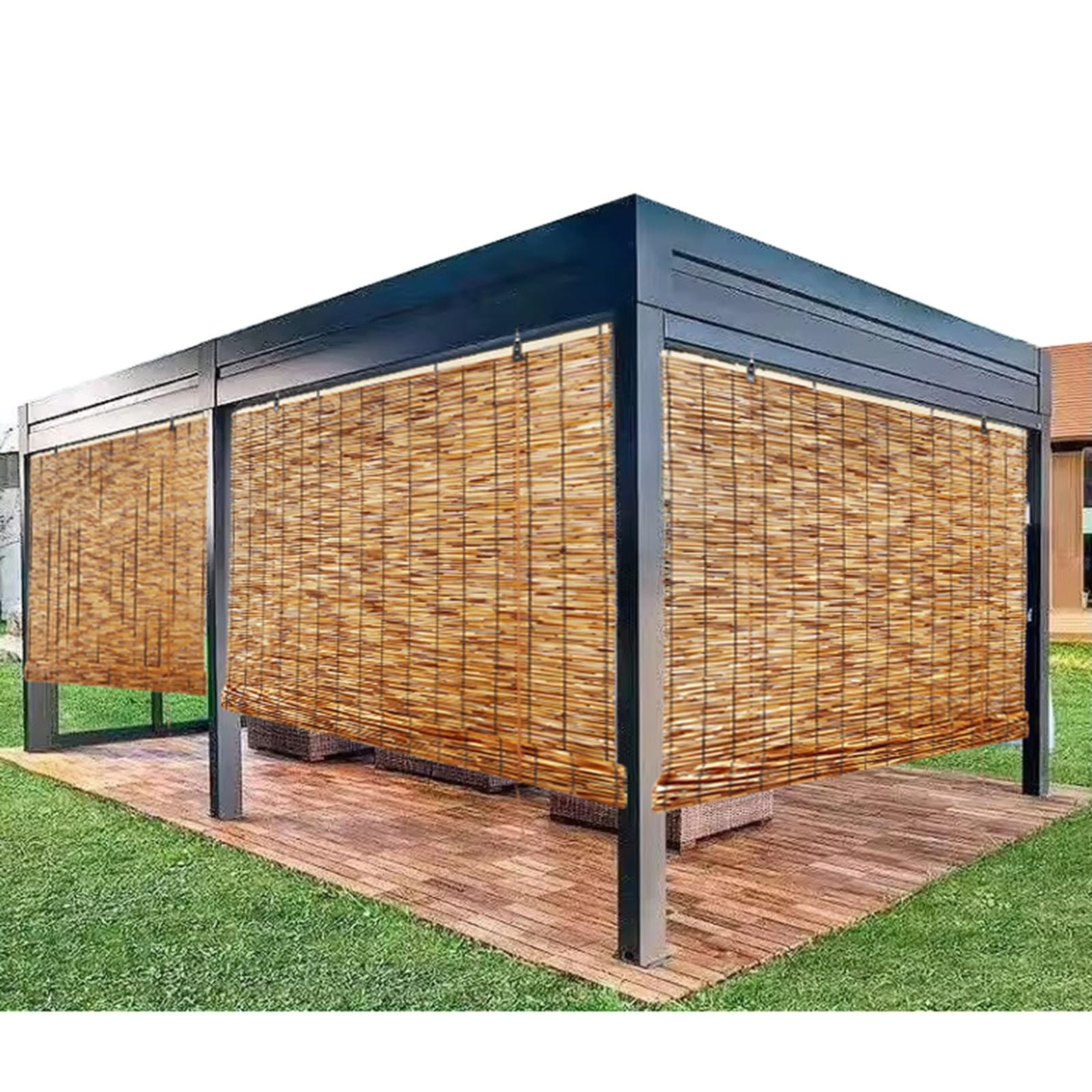 Bamboo Blinds Blackout for Patio Outdoor Roller Sunshade Curtains 54" 84" 72" 48" 39" 27" 62" Bamboo Room Darkening Window Blind with Thermal