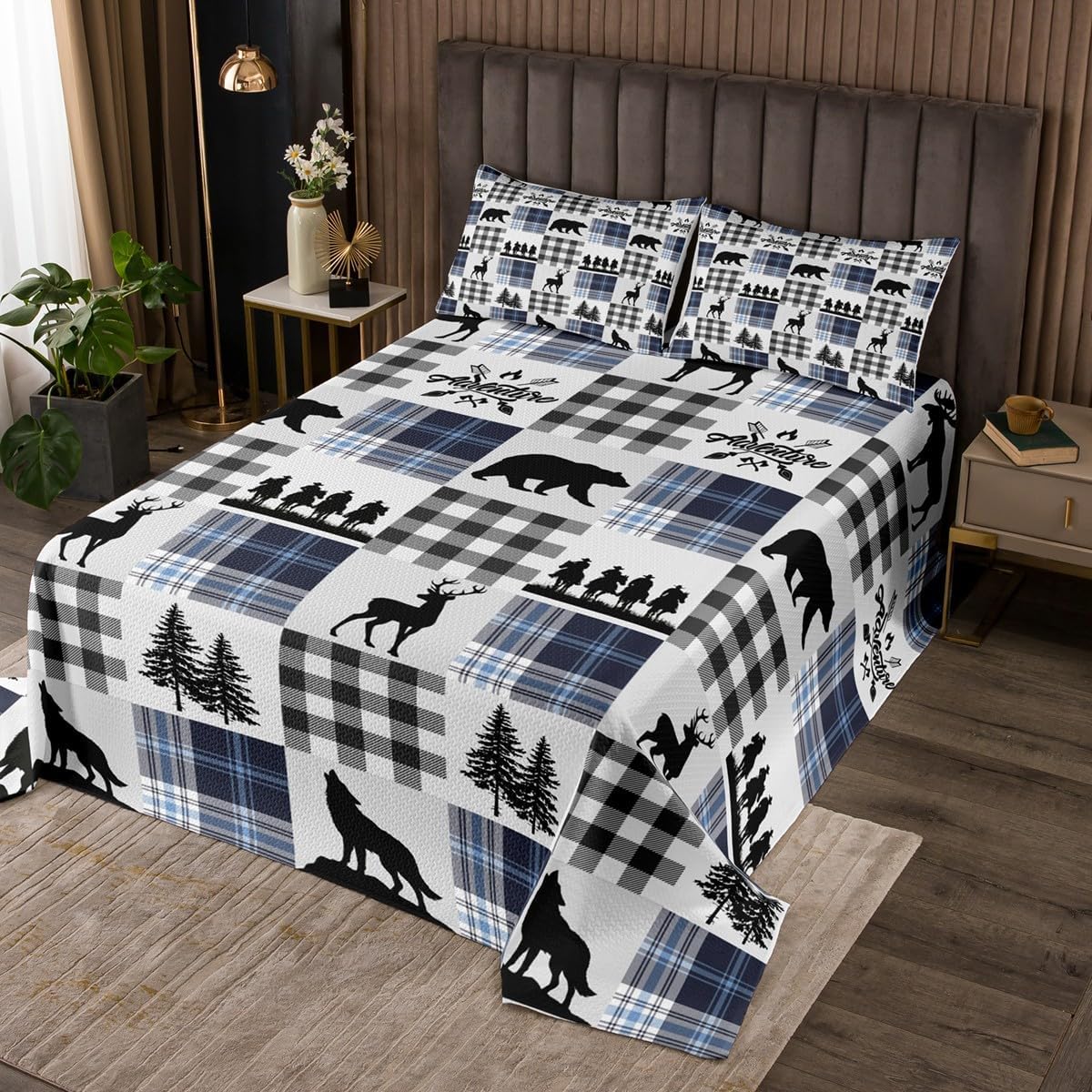 Western Texas Star Kids Bedspread King Size,Wooden Board Cow Fur Rustic Farmhouse Coverlet Set,Boys Girls Adults Room Decor,Western Cowboy Retro Quilted Coverlet,Brown Bedding Quilt,2 Pillowcases