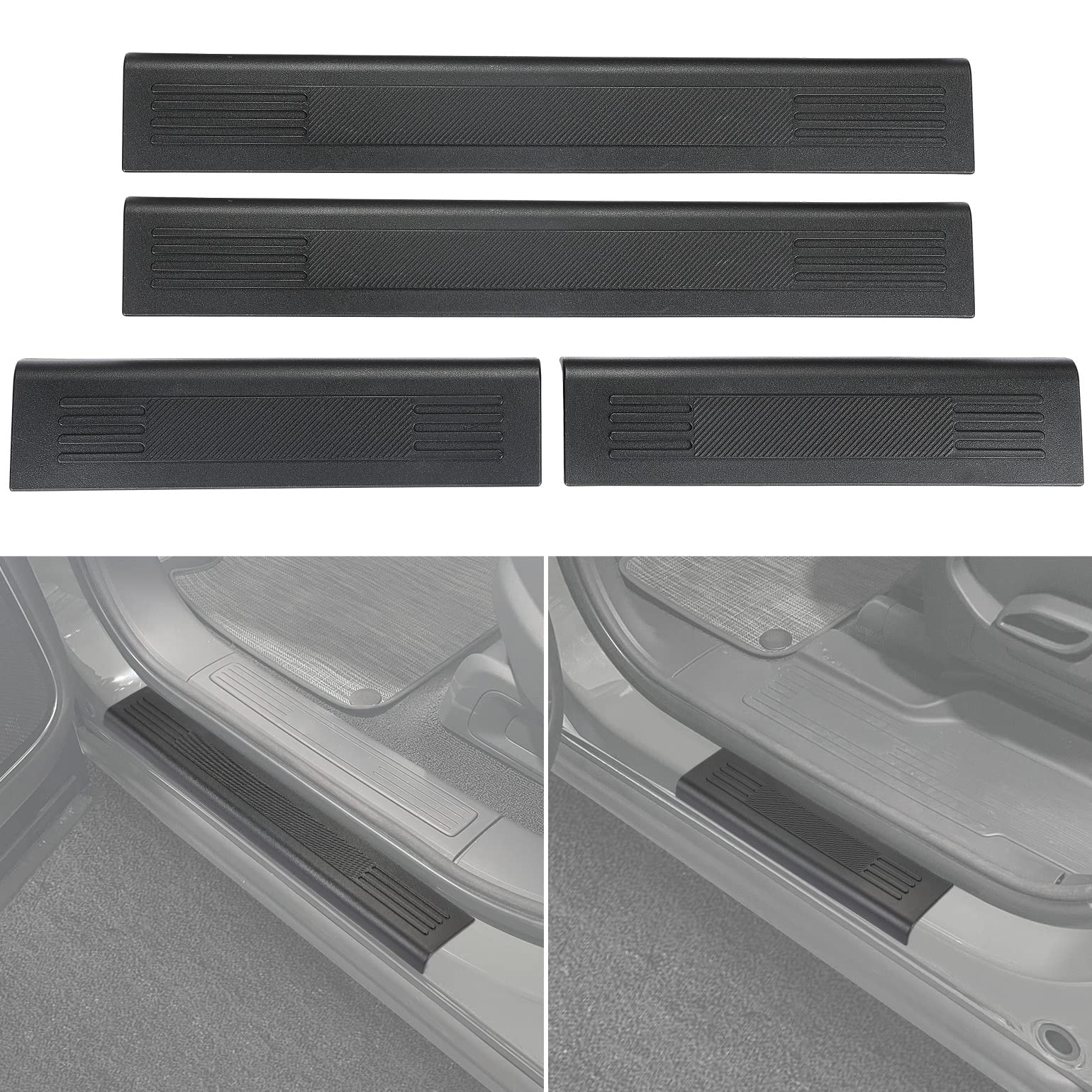 Photo 1 of ISSYAUTO Car Door Sill Guards Protector Kit Compatible with Rivian R1T / R1S 2022 Door Trim Threshold Protection Sticker Scratch Film