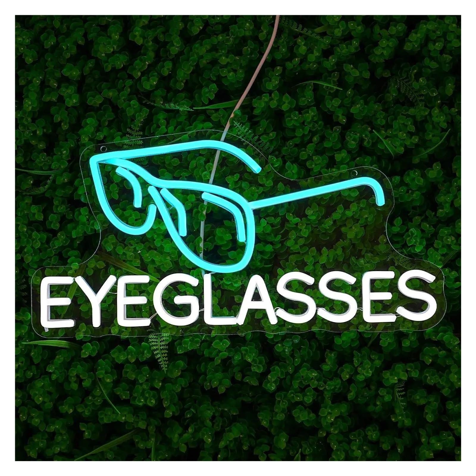 LEMST Sign Lamp Eyeglasses Neon Light USB Powered, with Dimmer, for Home Offices, Modern Decor 21.4x43cm