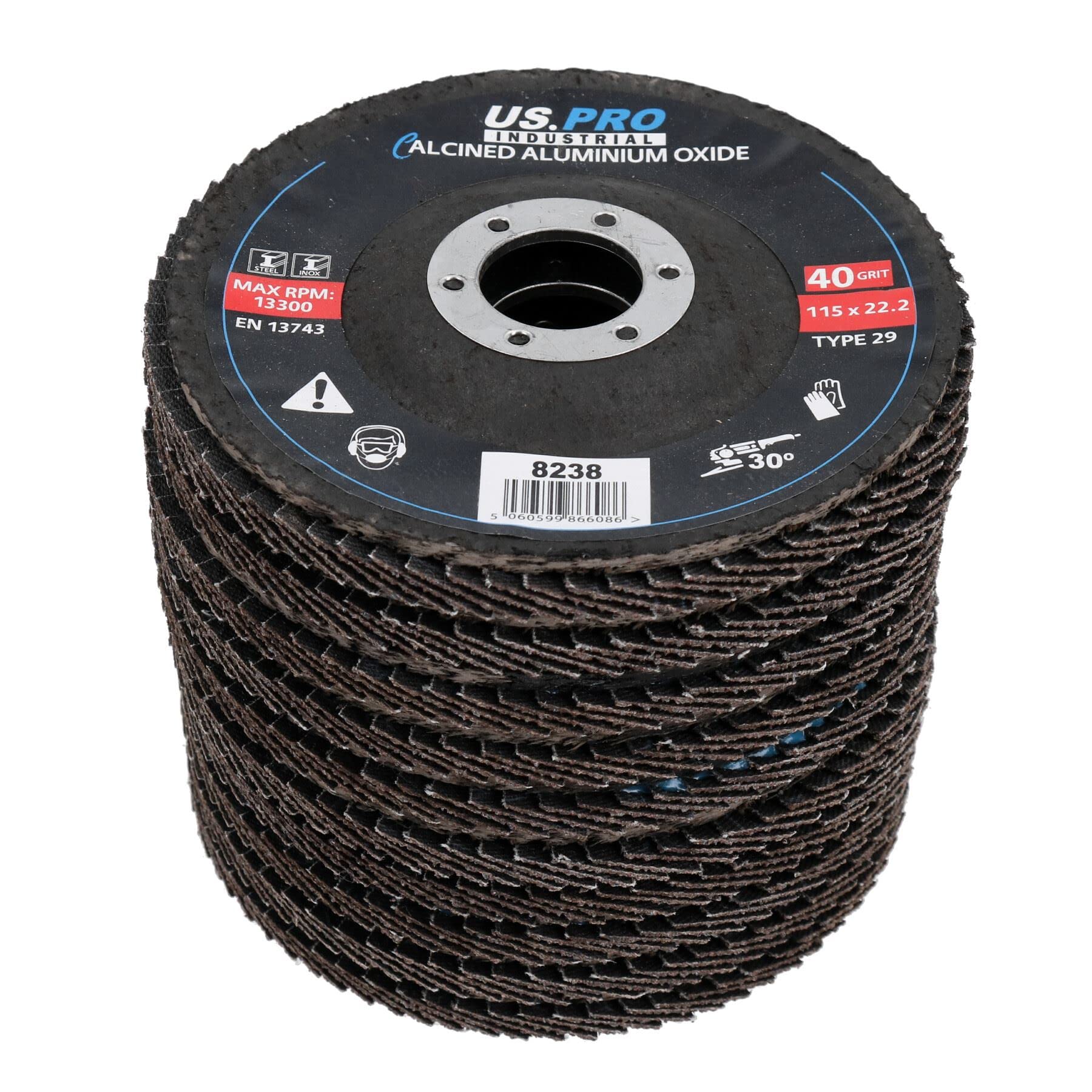 Ruedas de lijado calcinadas de disco grueso de 40 granos para amoladoras angulares de 4-1/2 pulgadas, 50 piezas
