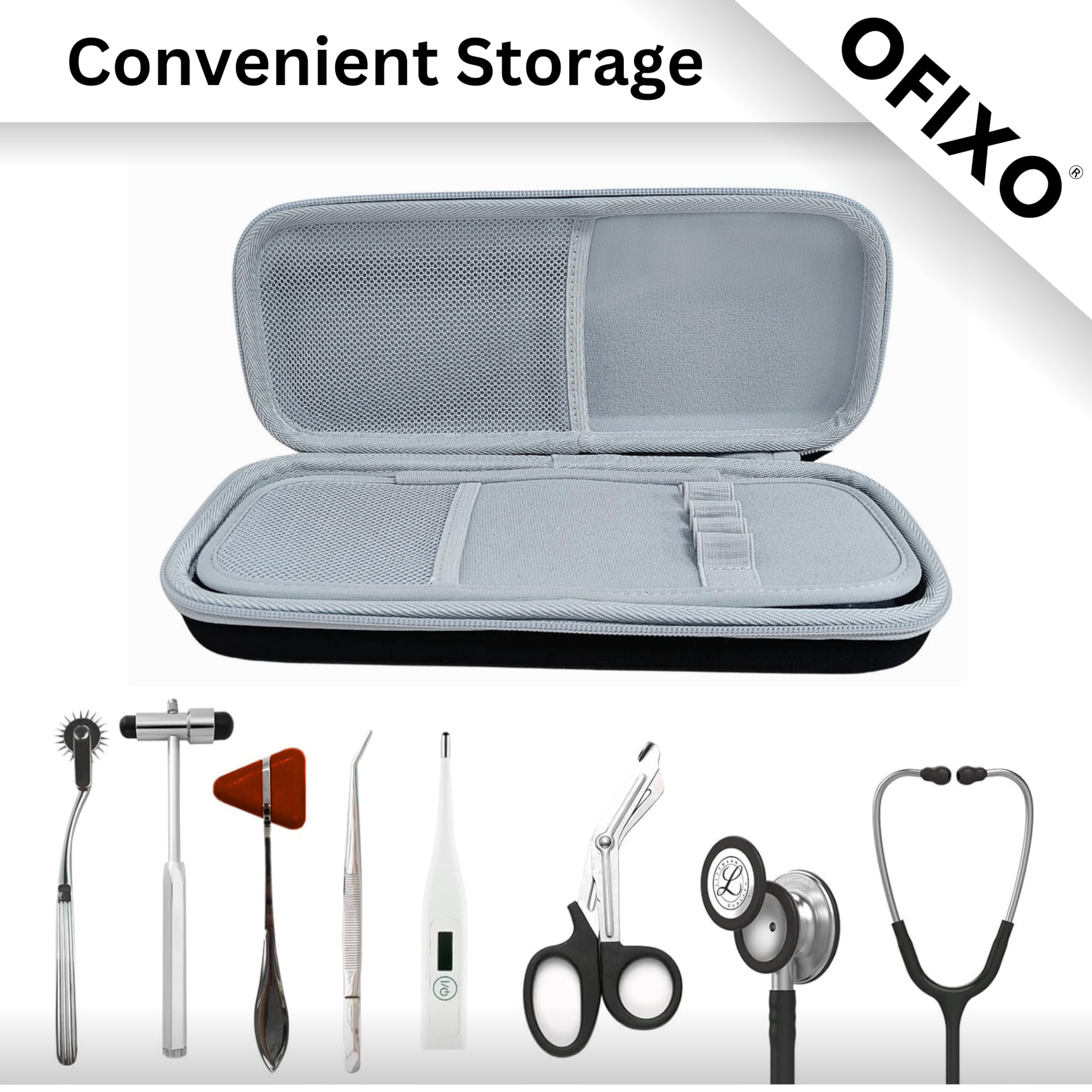 OFIXO Travel Carrying Classic Durable and Protective Stethoscope Case - Ideal for Doctors, Nurses and Medical Professionals & Cardiology, Master Cardiology, Electronic Models — Amazon image 4
